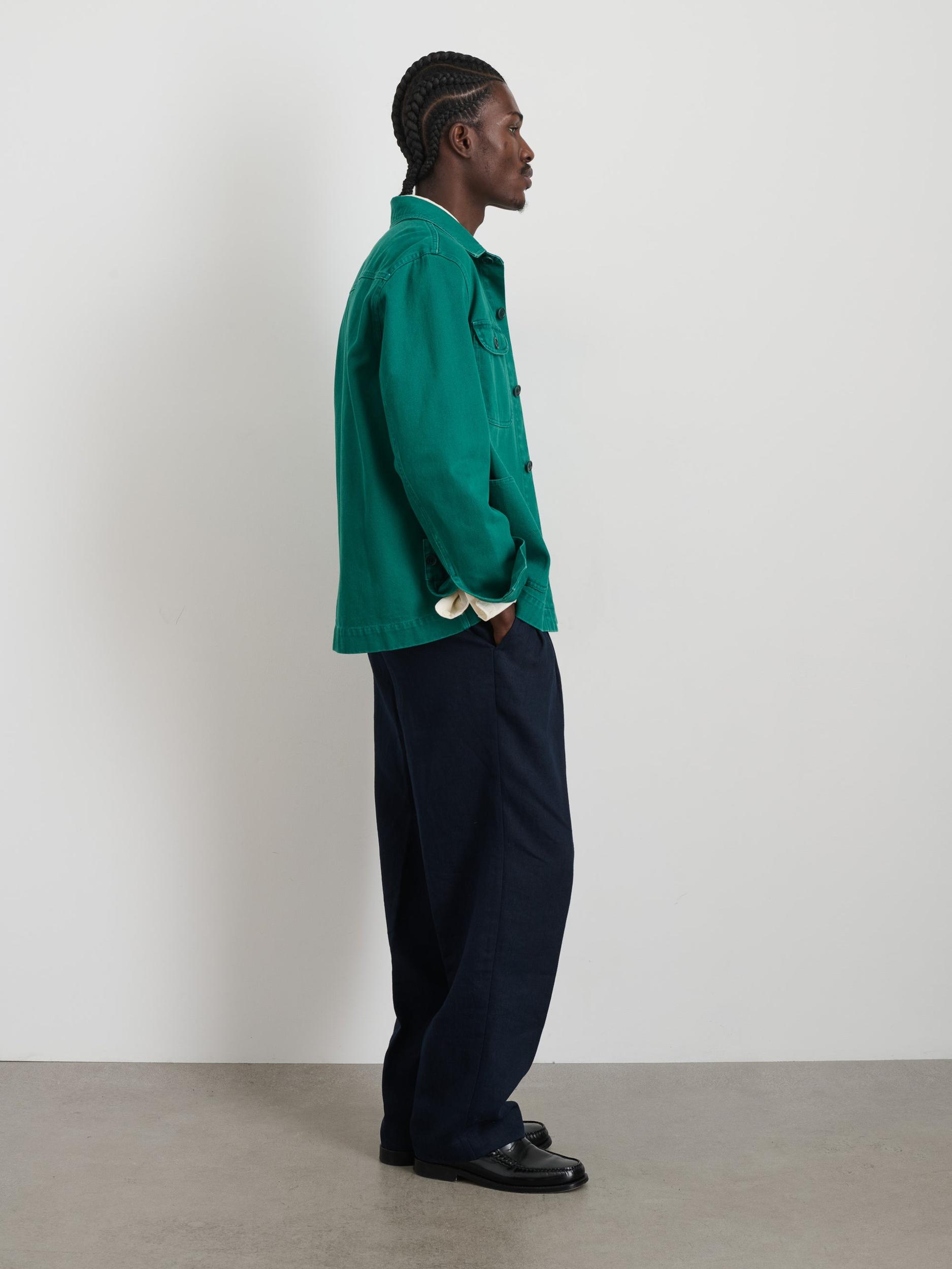 Garment Dyed Work Jacket in Recycled Denim Product Image