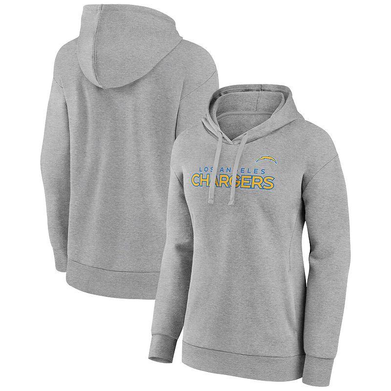 Women's Fanatics Branded Heathered Gray Los Angeles Chargers Checklist Crossover V-Neck Pullover Hoodie,  Product Image