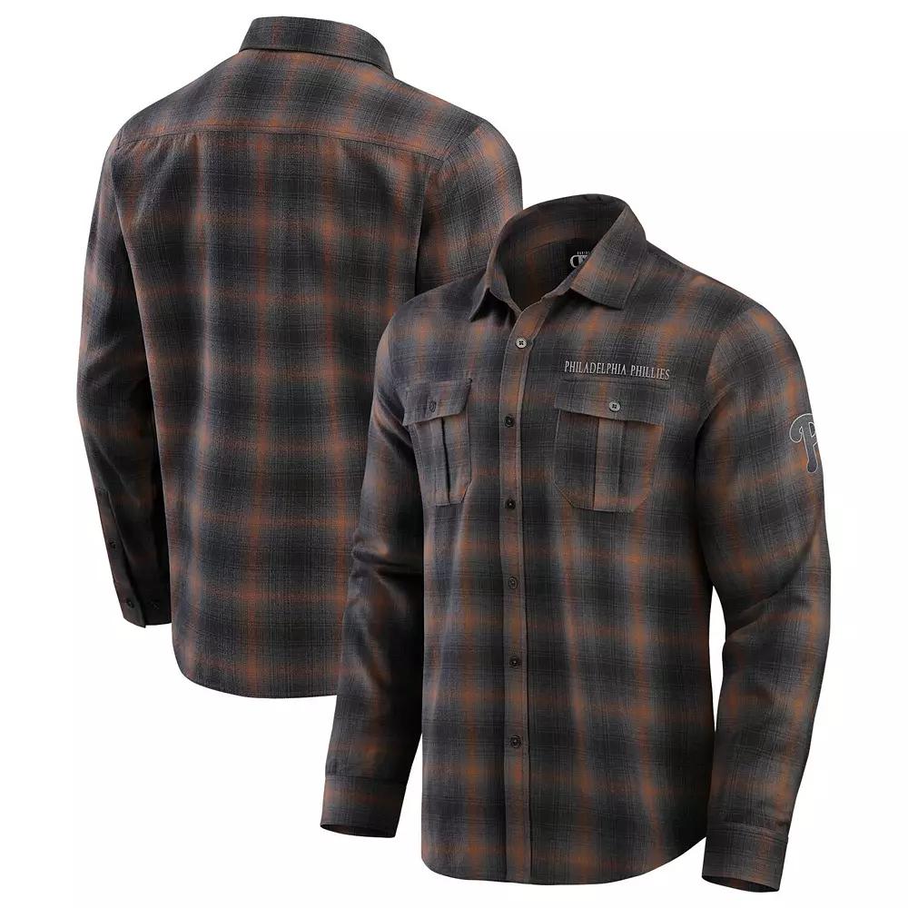 Men's Darius Rucker Collection by Fanatics Tan Philadelphia Phillies Classic Flannel Long Sleeve Button-Up Shirt,  Product Image