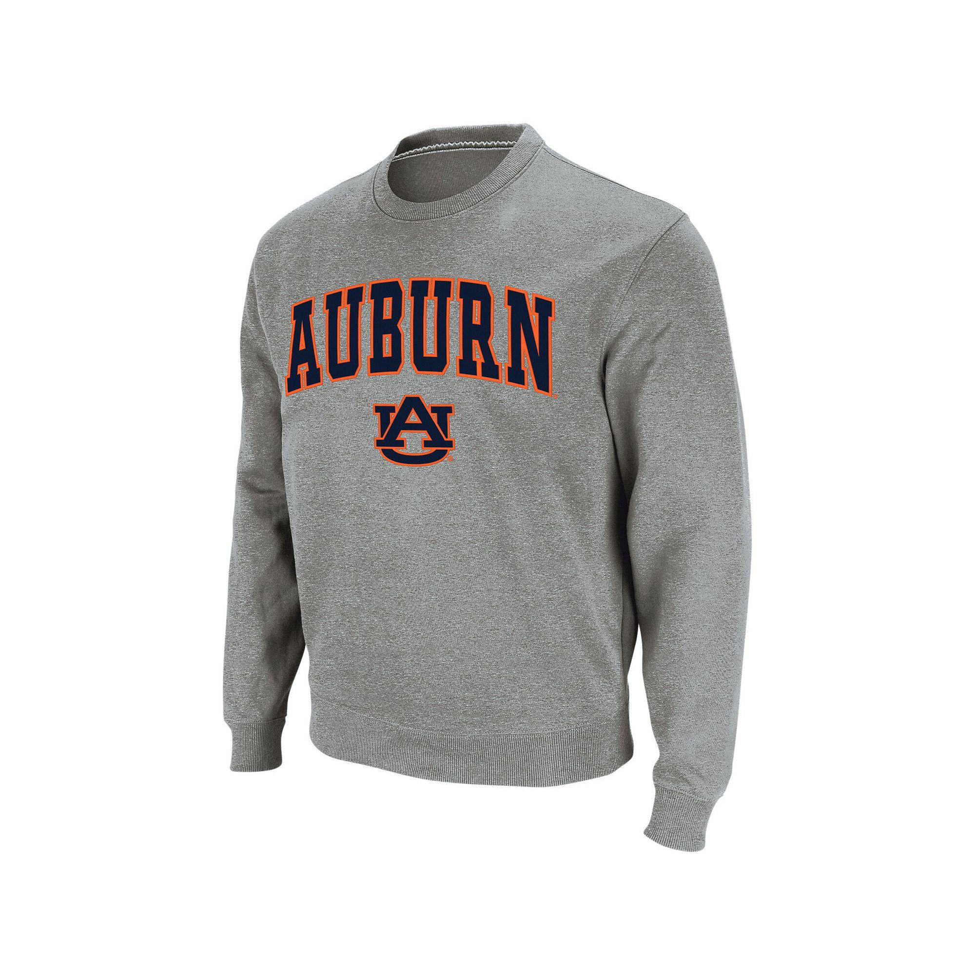 Men's Colosseum Heathered Gray Auburn Tigers Arch & Logo Crew Neck Sweatshirt,  Product Image