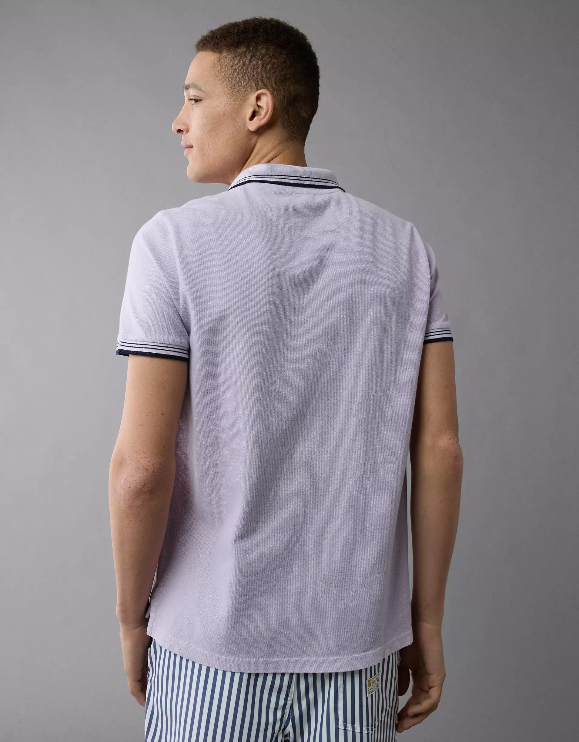 AE Lived-In Stretch Pique Slim Fit Tipped Polo Shirt Product Image