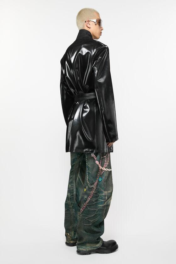 Single-breasted glossed overcoat Product Image