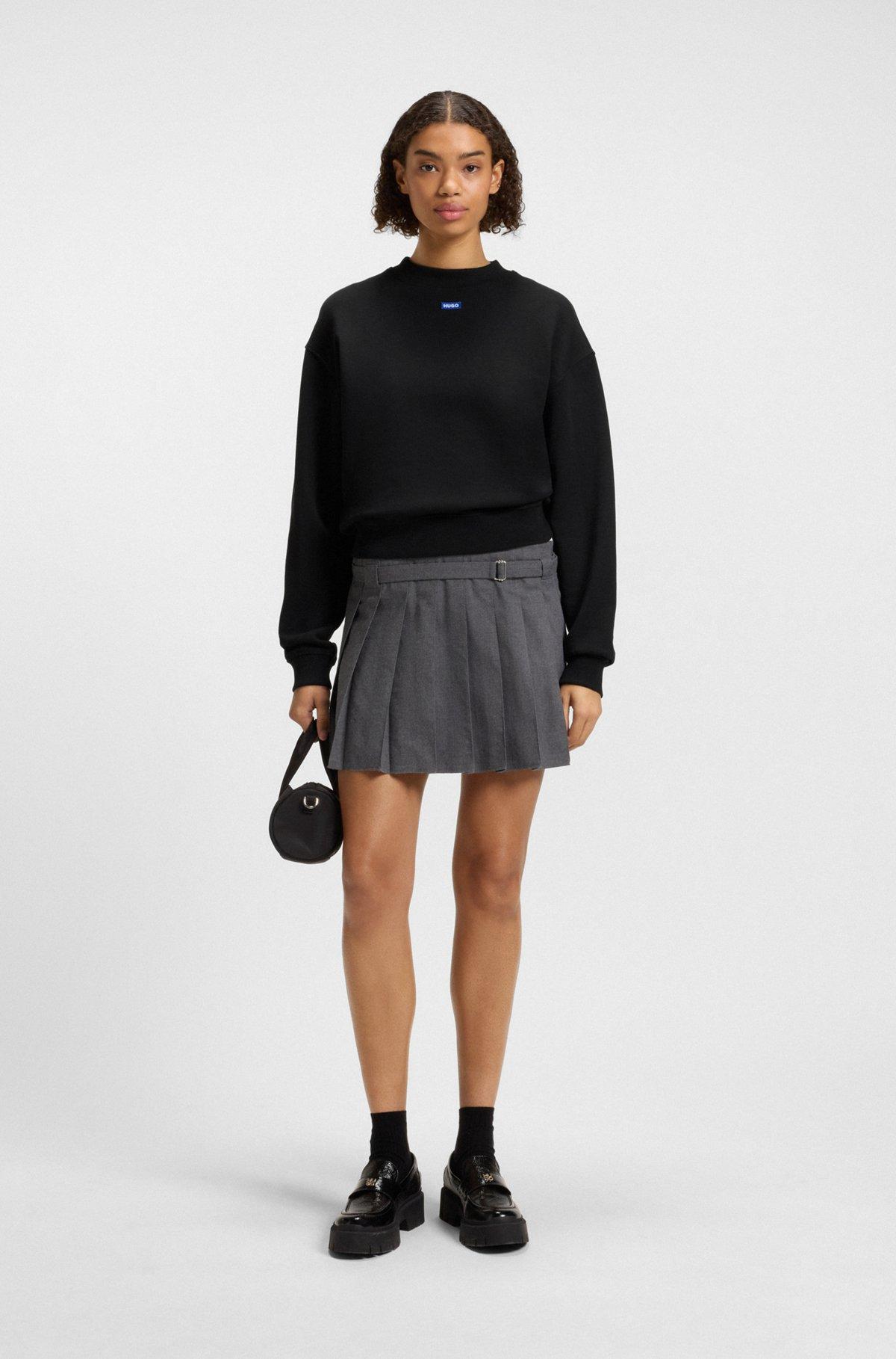 Cotton-terry sweatshirt with blue logo Product Image