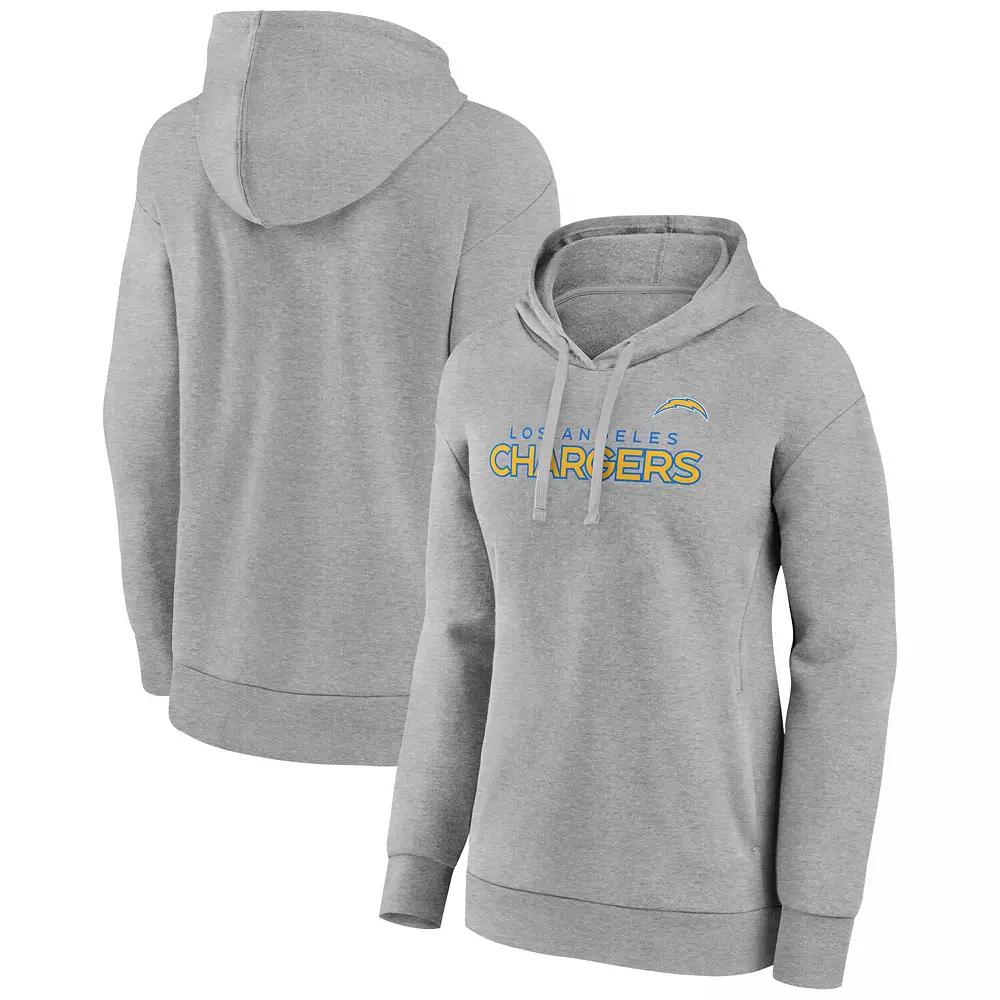 Women's Fanatics Branded Heathered Gray Los Angeles Chargers Checklist Crossover V-Neck Pullover Hoodie,  Product Image