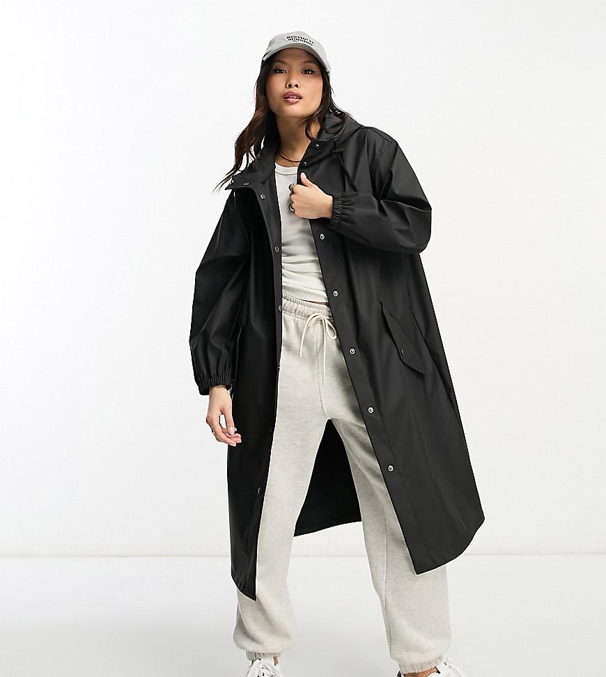 ASOS DESIGN Petite rubberized rain parka coat Product Image