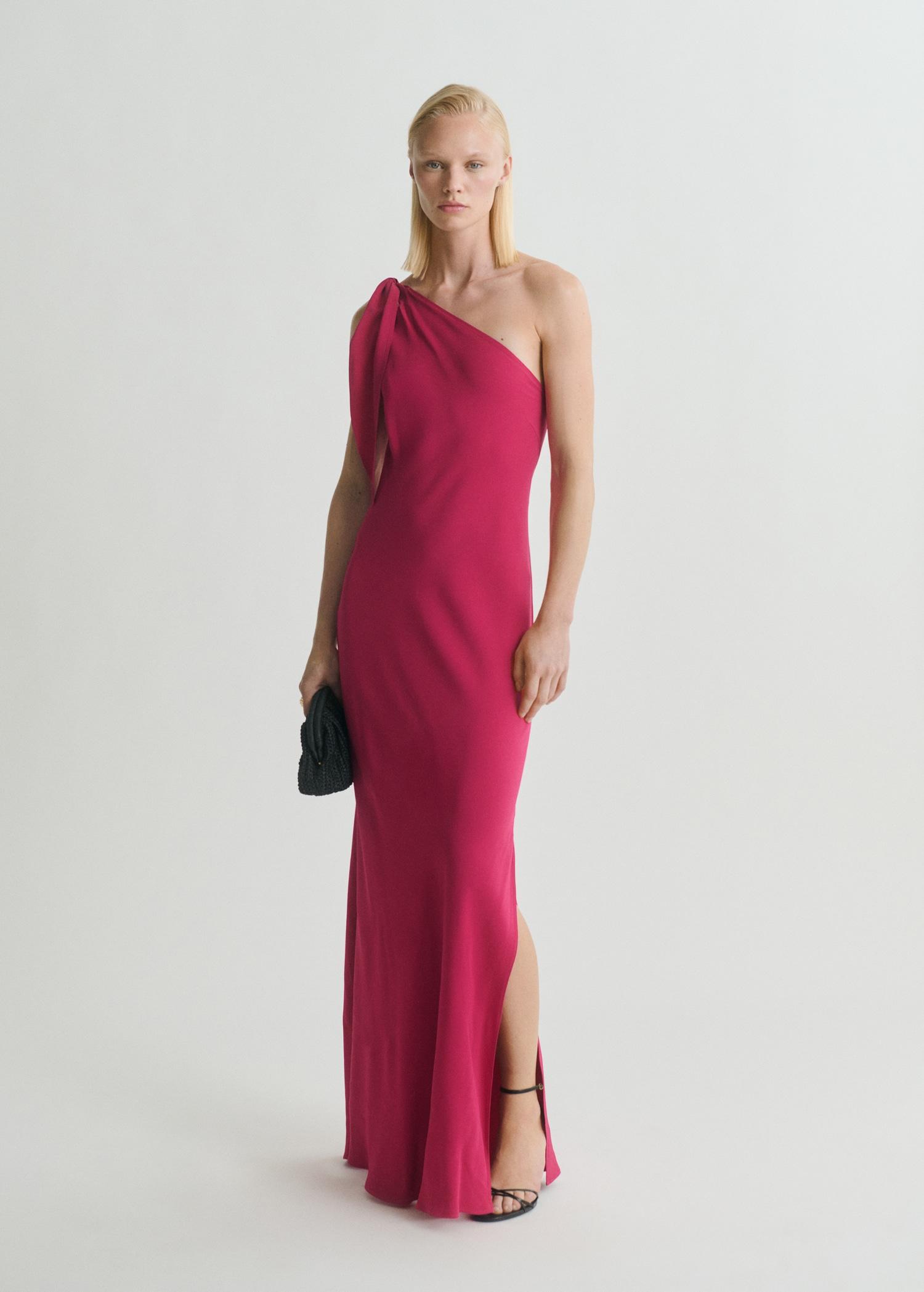 Asymmetrical dress with knot strap - Women | MANGO USA Product Image