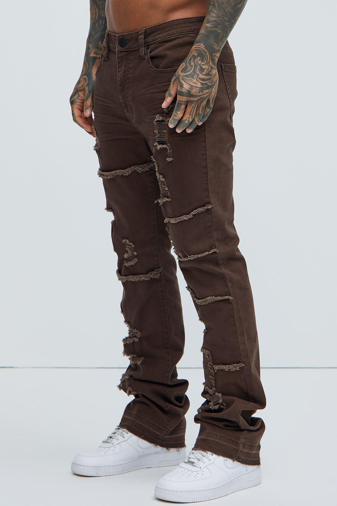 Manchester Stacked Skinny Flare Pants - Dark Brown Product Image