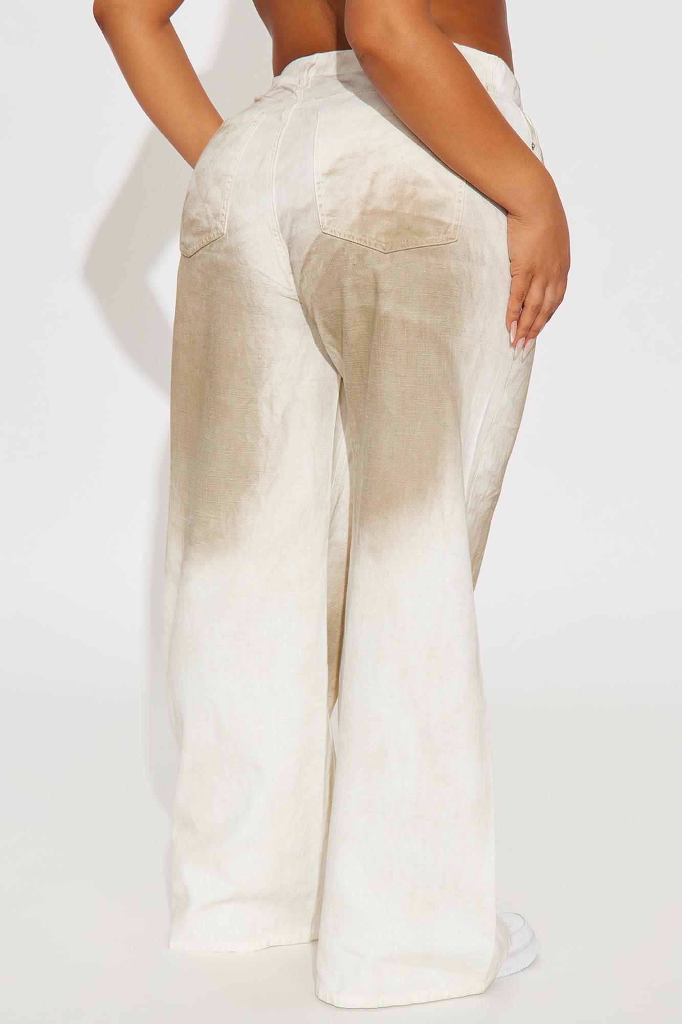 Soleil Washed Twill Wide Leg Pant - Off White Product Image