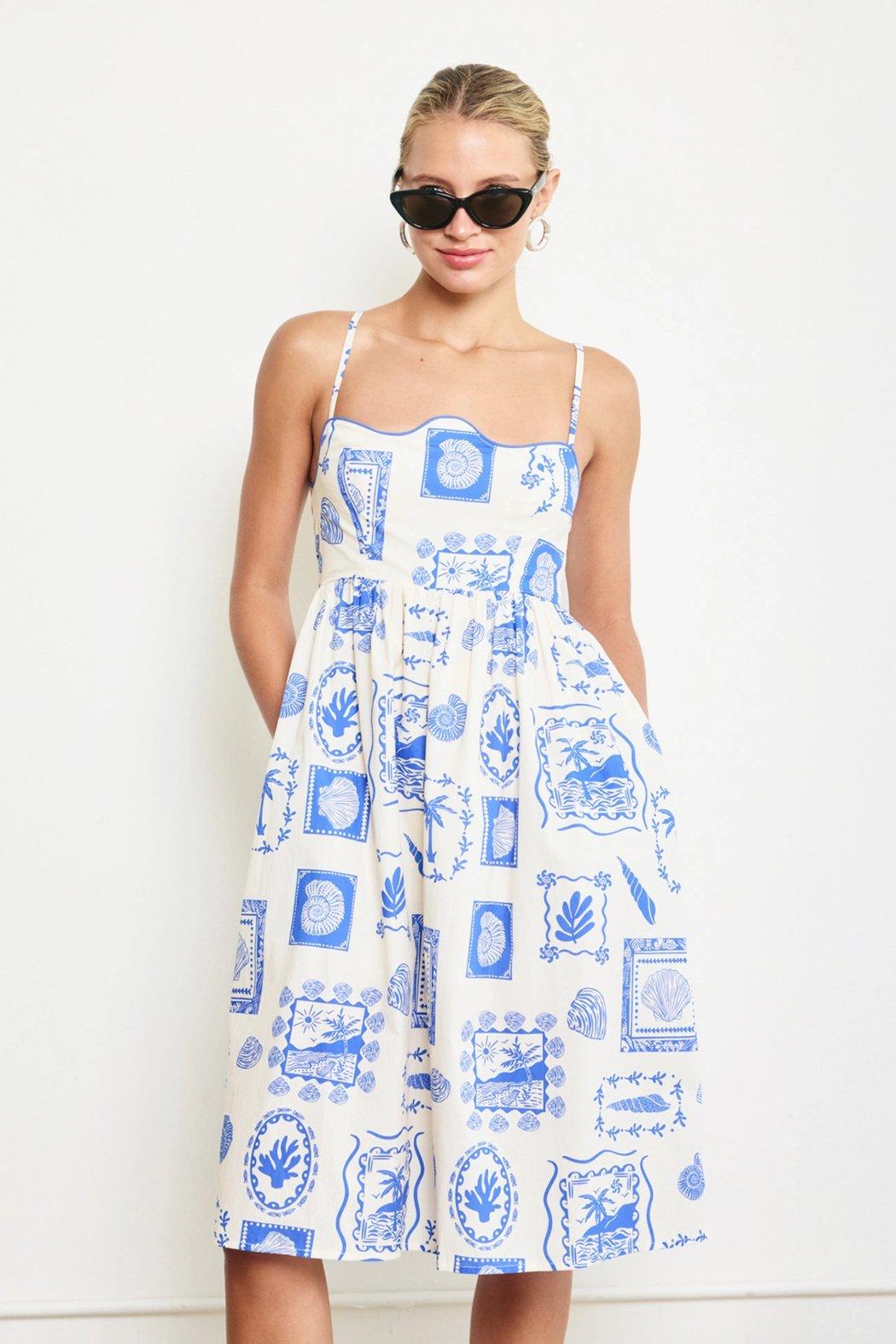 Wavy Neck Beach Dress Product Image