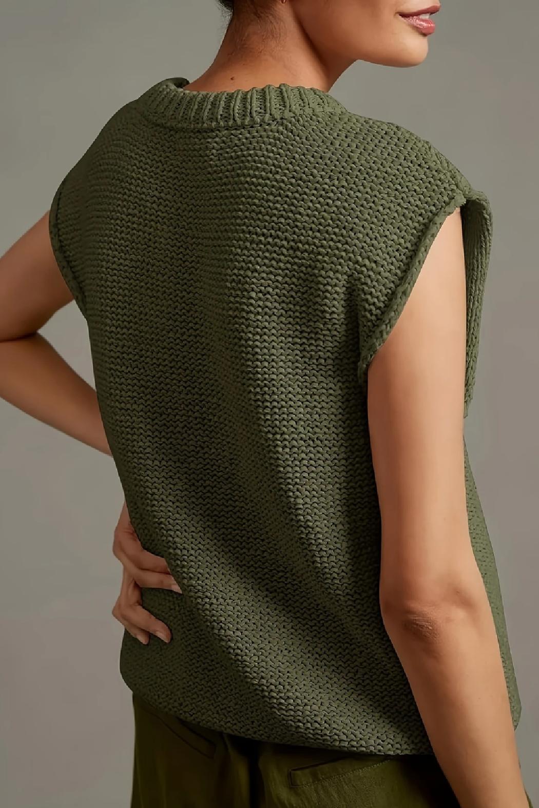 Sleeveless Crewneck Ribbed Knit Tank Top Product Image