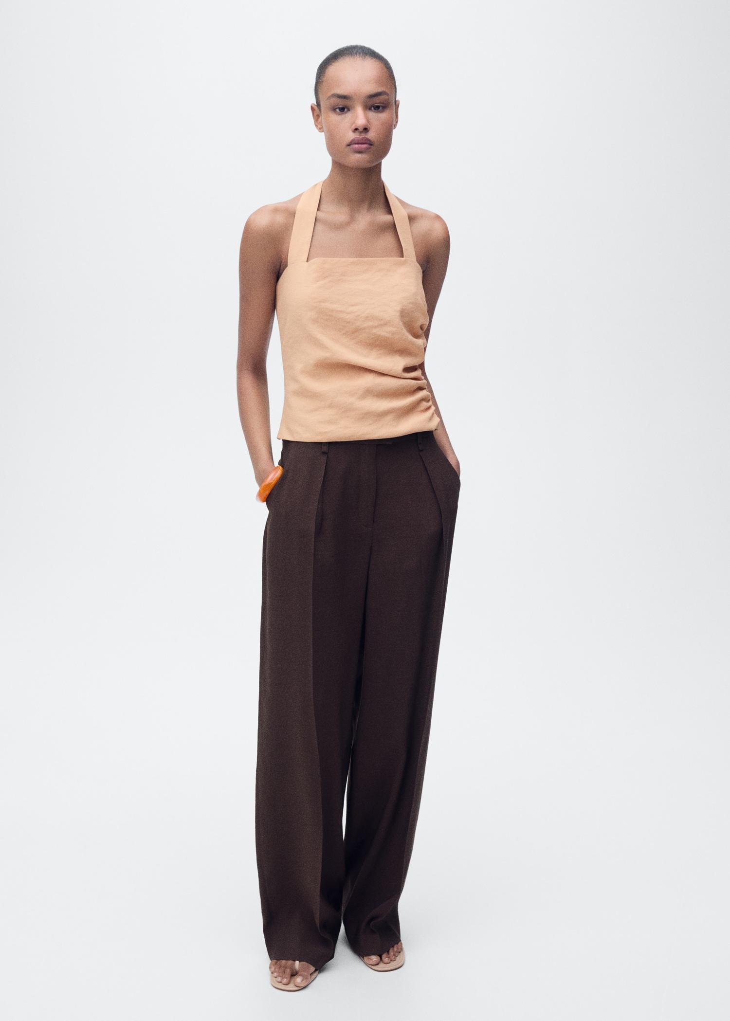 Lyocell top with gathered detail - Women | MANGO USA Product Image