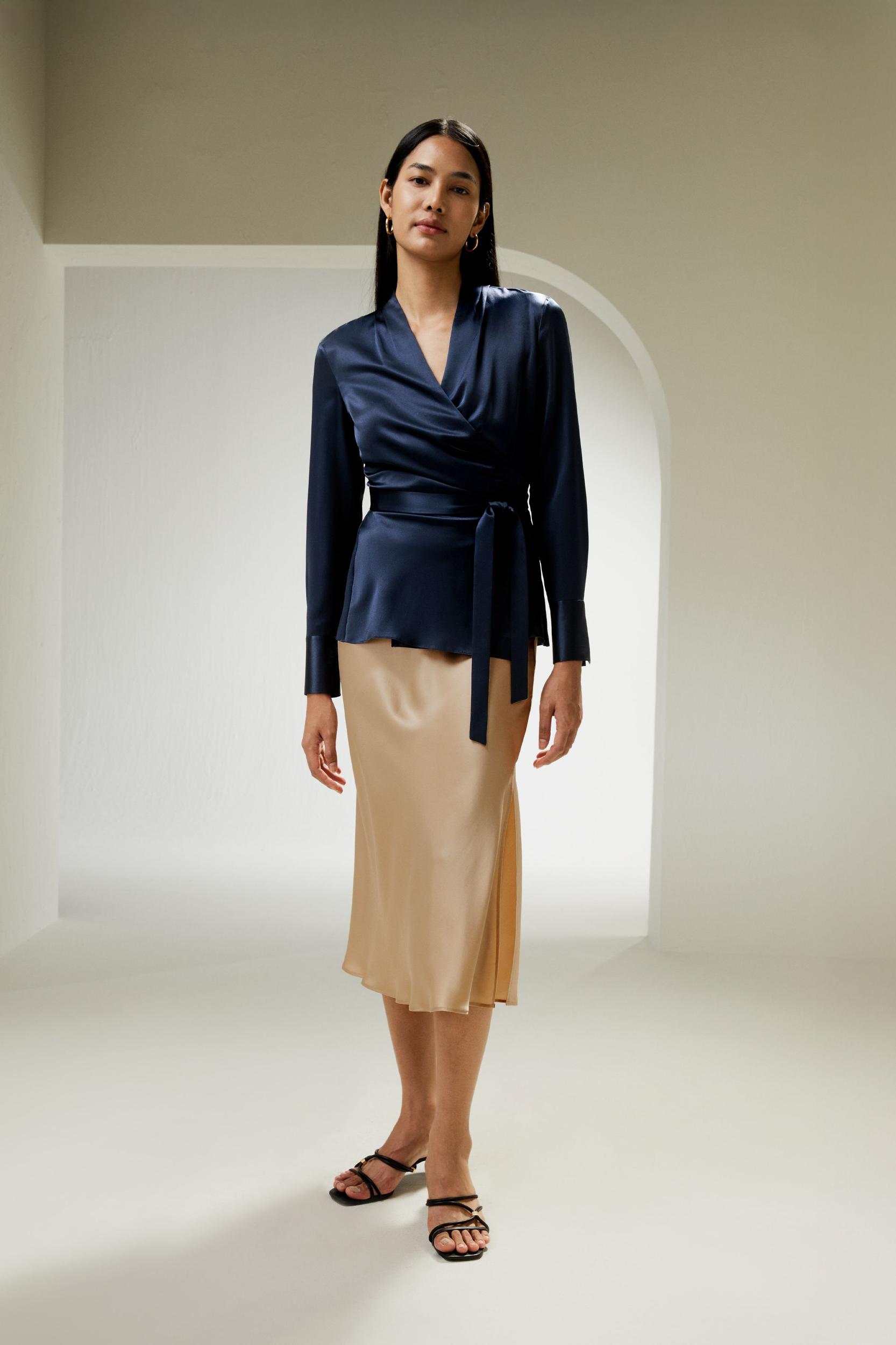 Silk Wrap Blouse Product Image