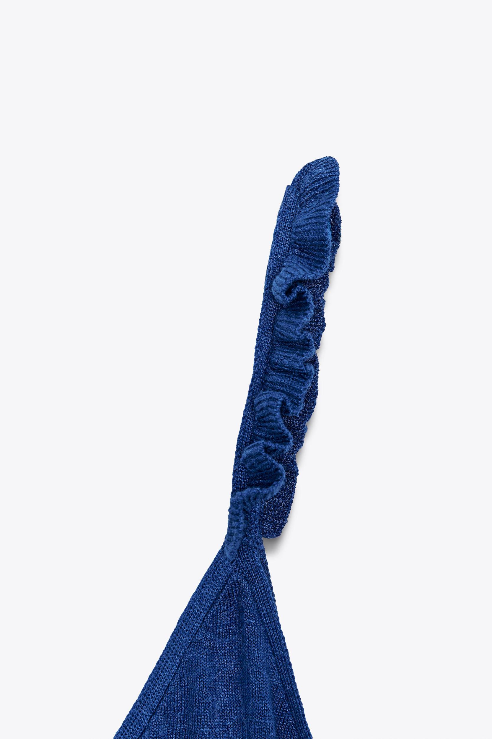 RUFFLED STRAPPY KNIT TOP Product Image