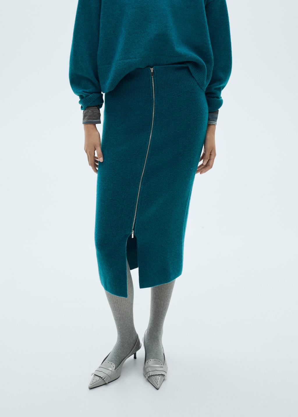 Zipper knit midi skirt - Women | MANGO USA Product Image