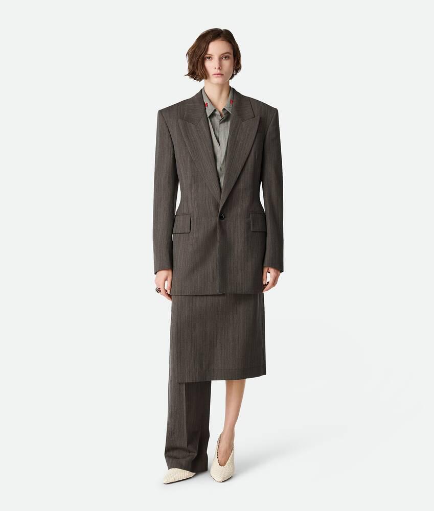 Women's Wool Subtle Stripe Jacket in Grey/brown melange Product Image