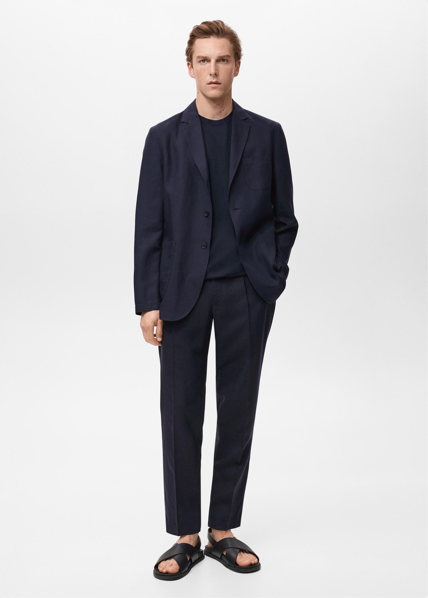 Slim fit linen suit blazer - Men | MANGO USA Product Image