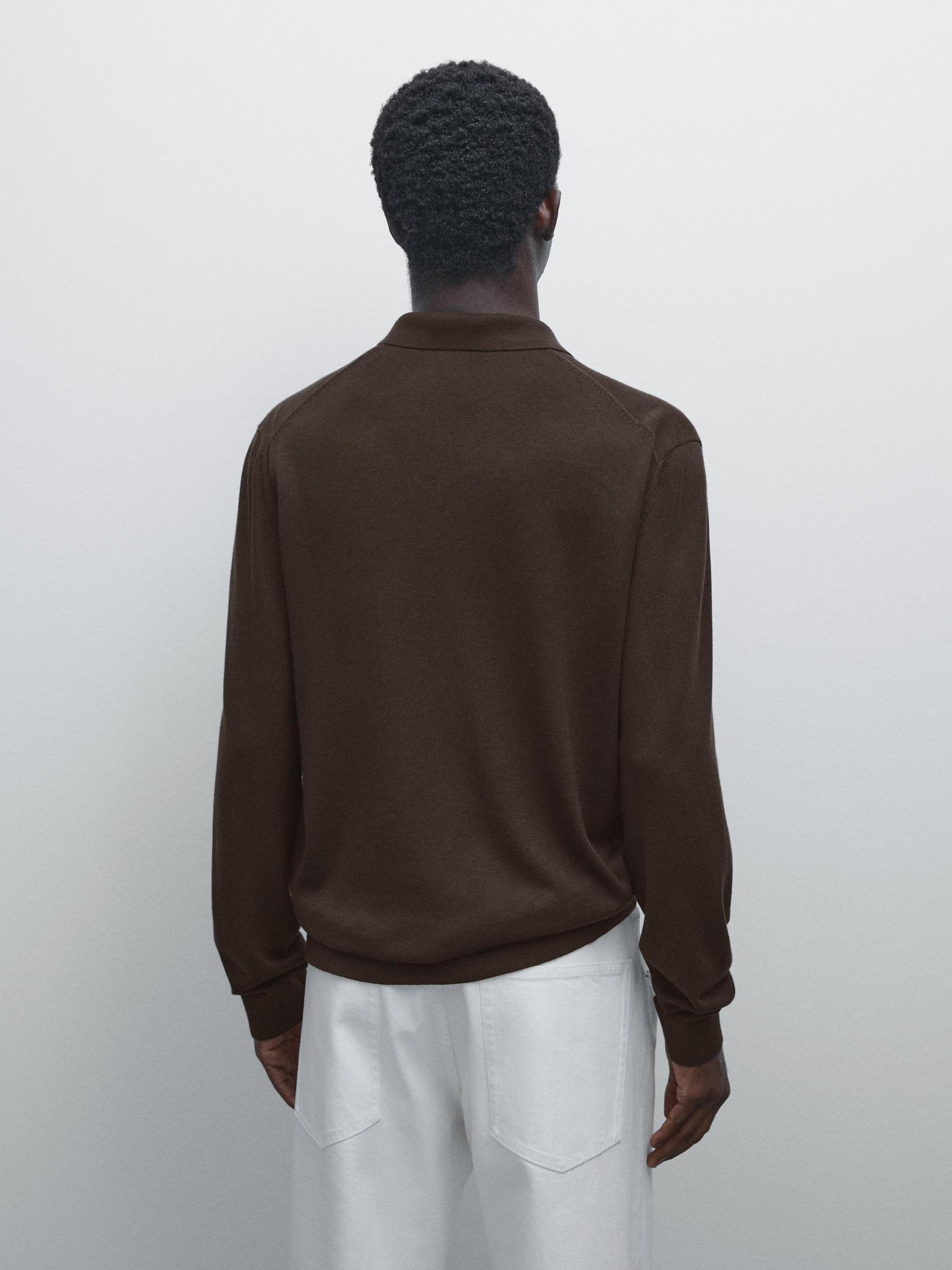 Knit polo sweater with zip Product Image