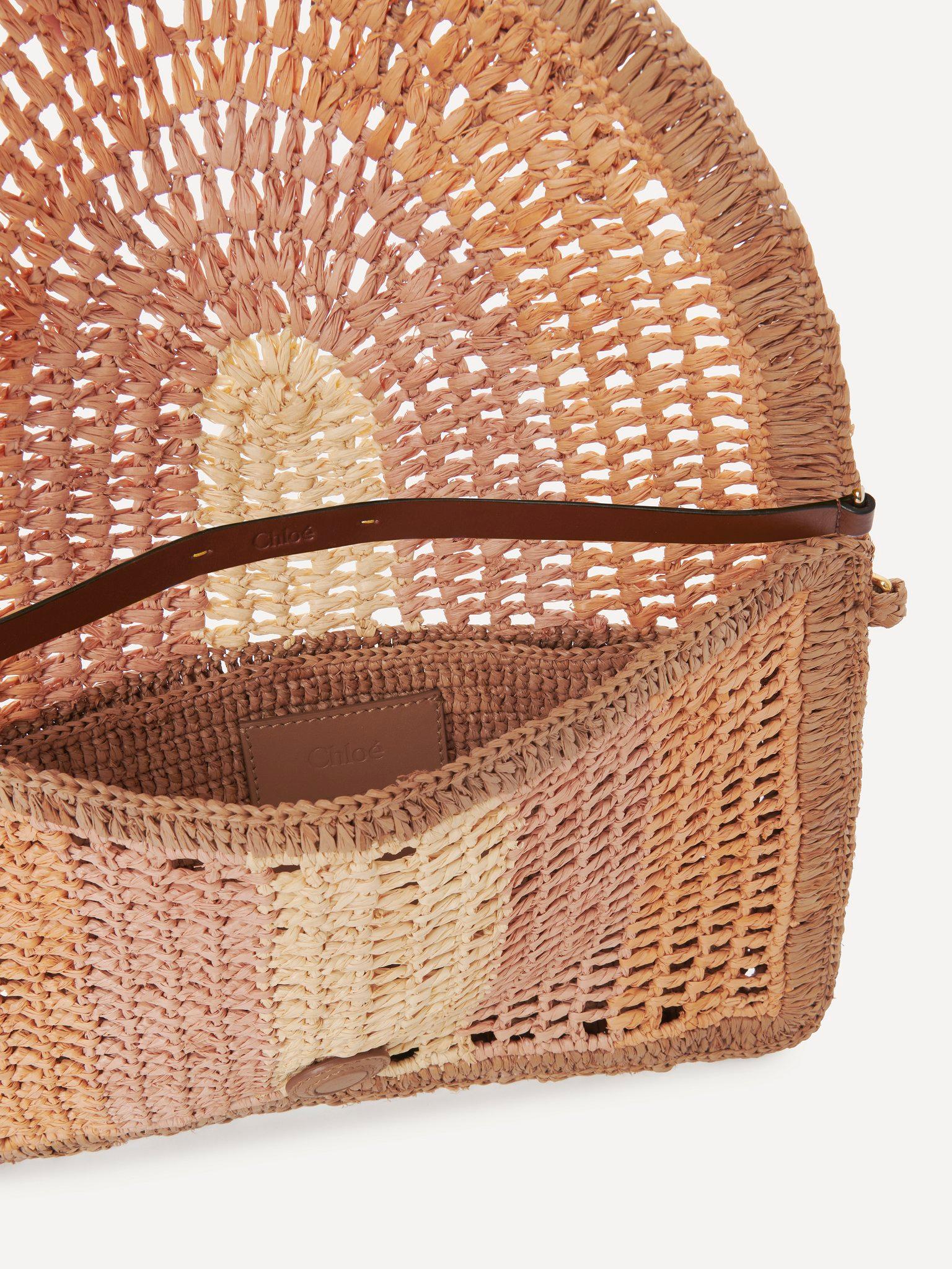 Summer Banana flat pouch with strap in raffia Product Image