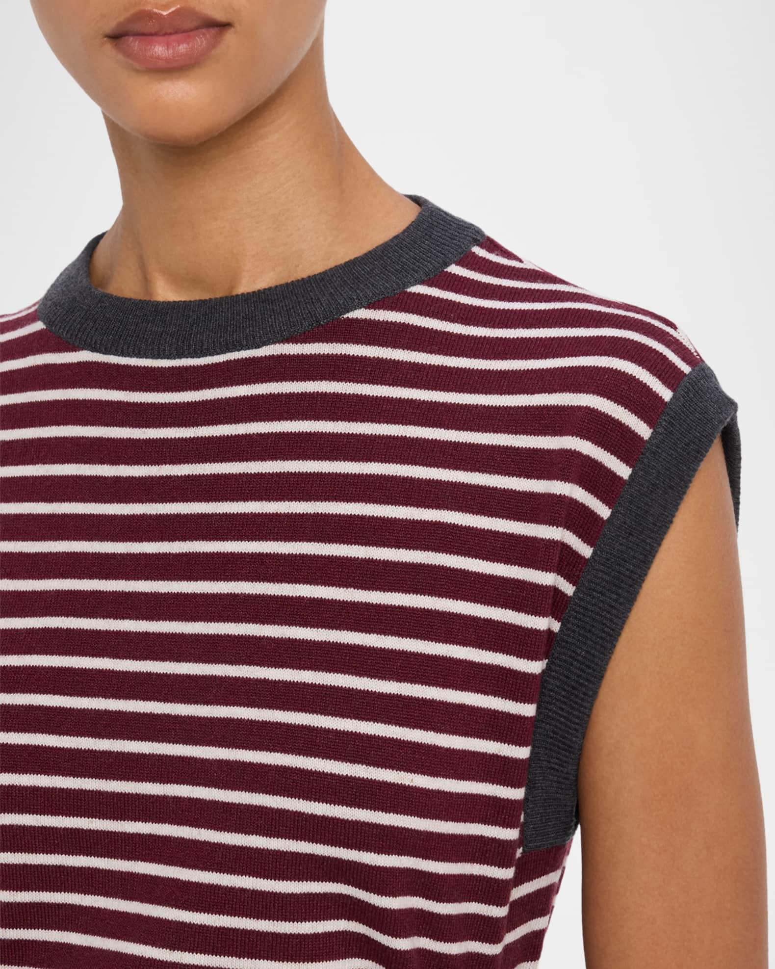 Striped Wool-Cashmere Knit Sleeveless Sweater Product Image