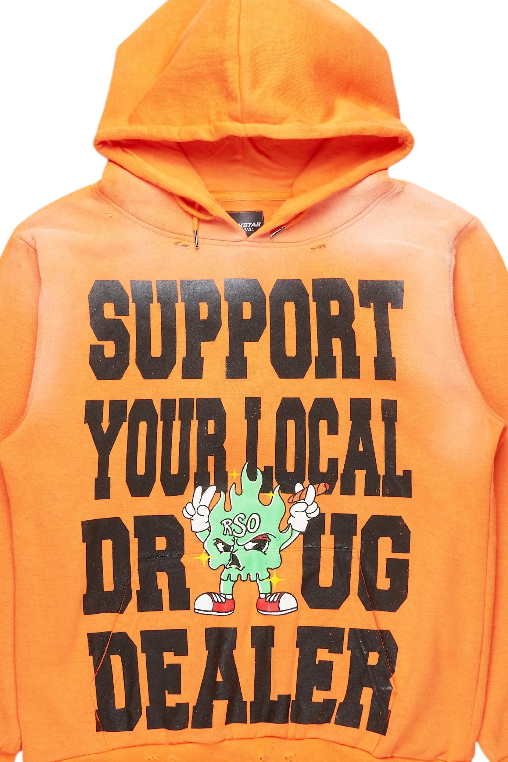 Tarl Orange Distressed Graphic Hoodie Male Product Image