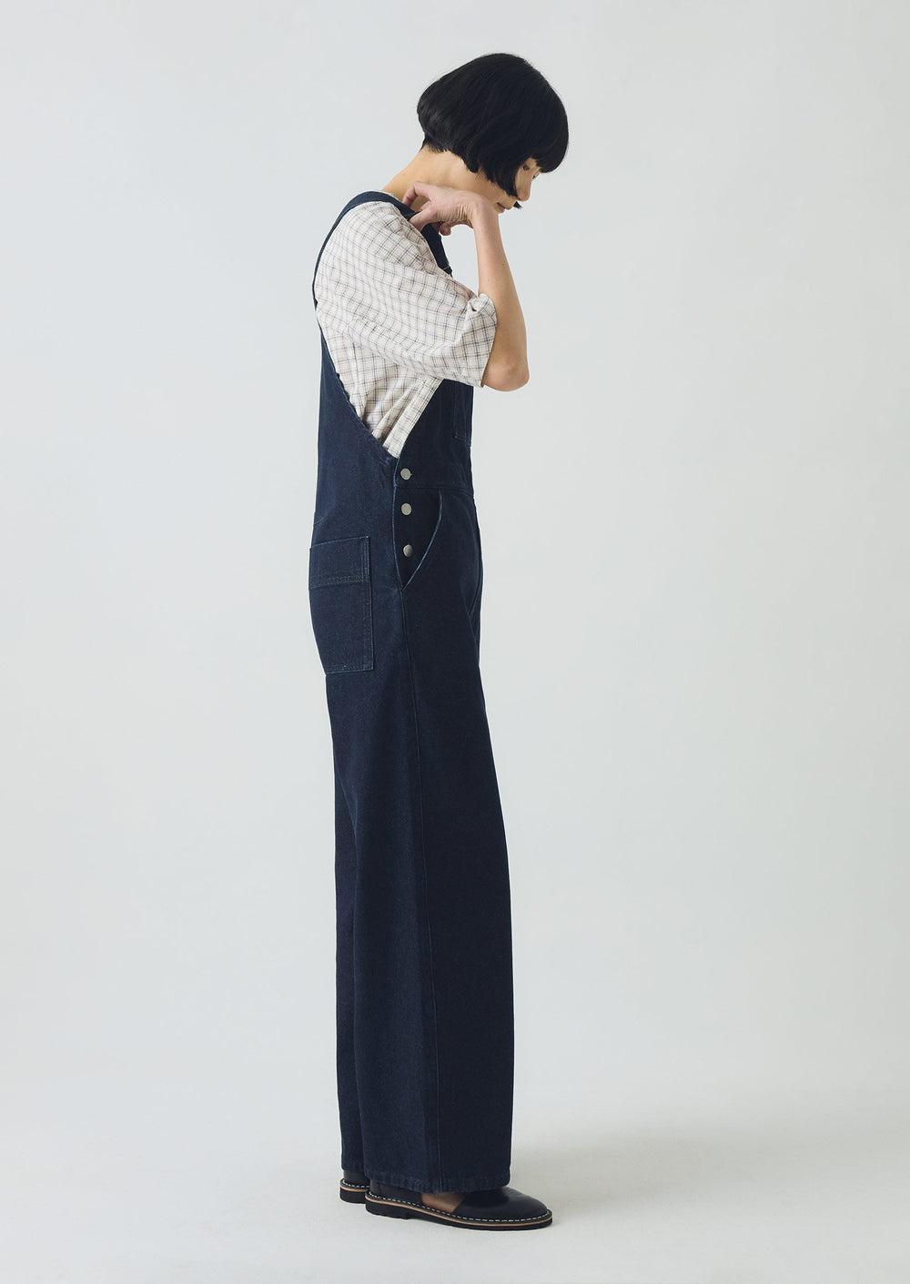 Patch Pocket Denim Dungarees | Indigo Product Image