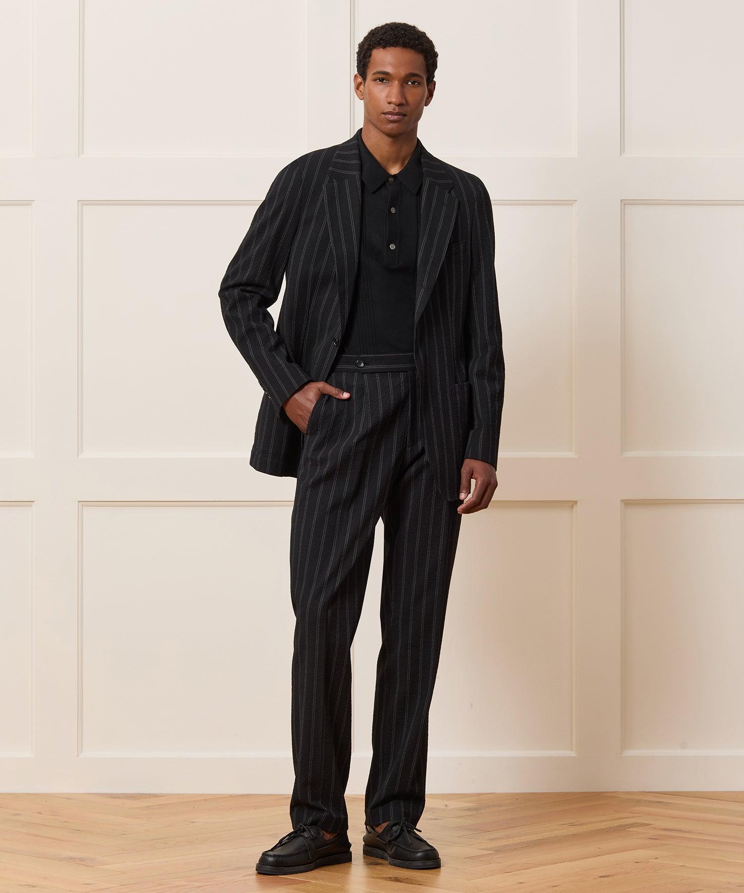 Italian Seersucker Striped Side Tab Trouser Product Image