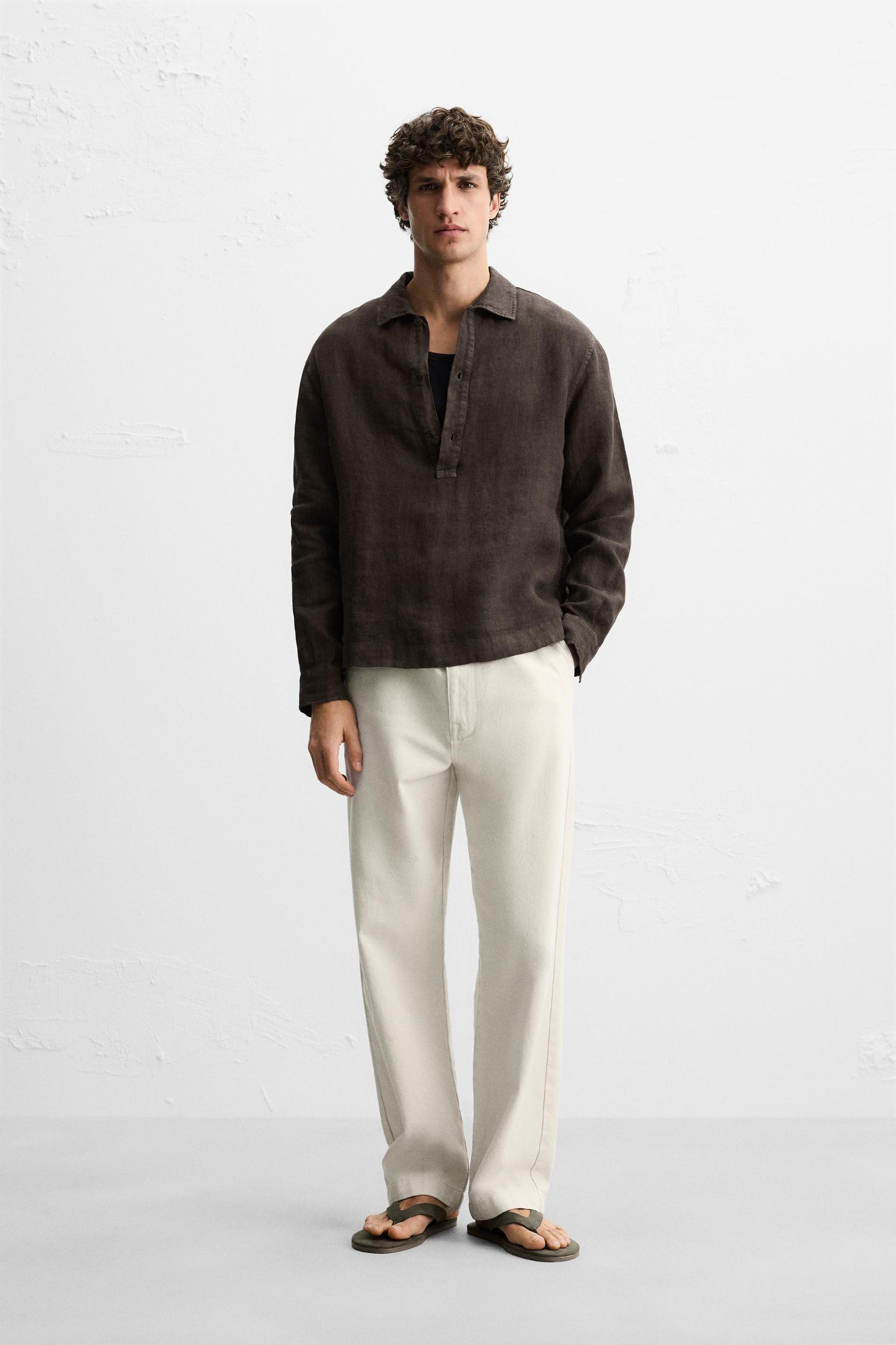 100% LINEN POLO SHIRT Product Image