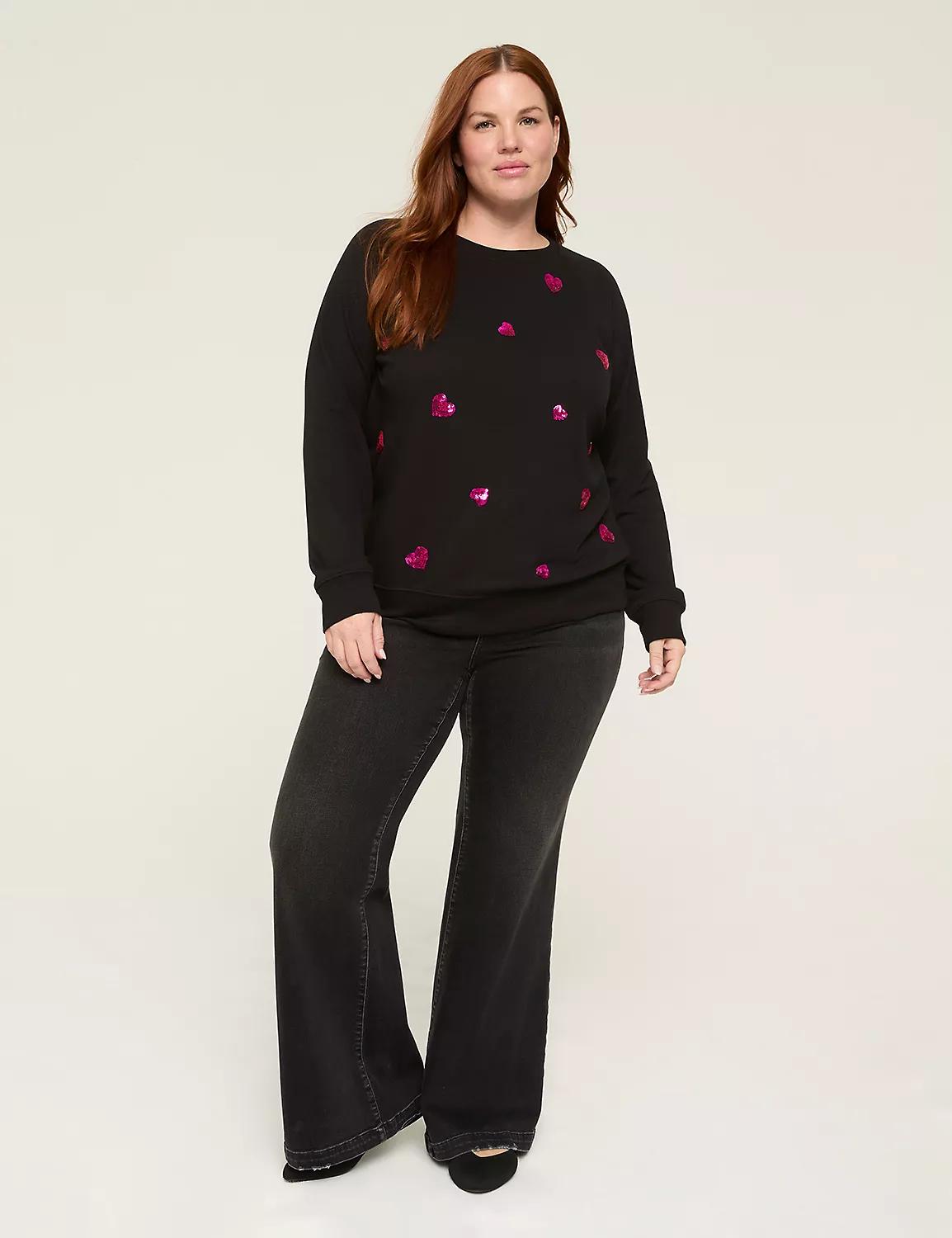 Sequin Heart Crew-Neck Sweatshirt Product Image