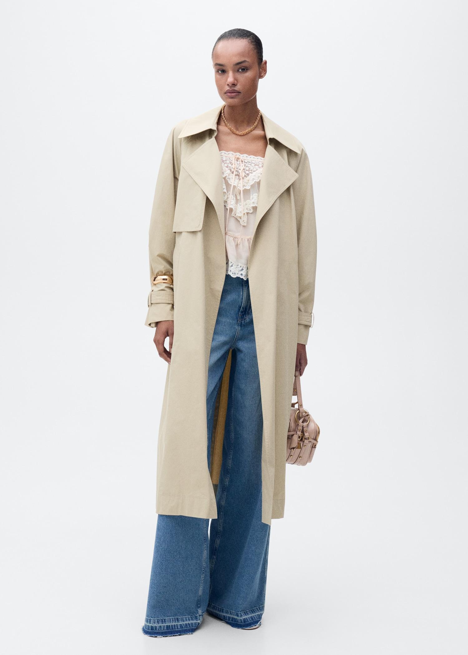 Cotton trench coat with belt - Women | MANGO USA Product Image