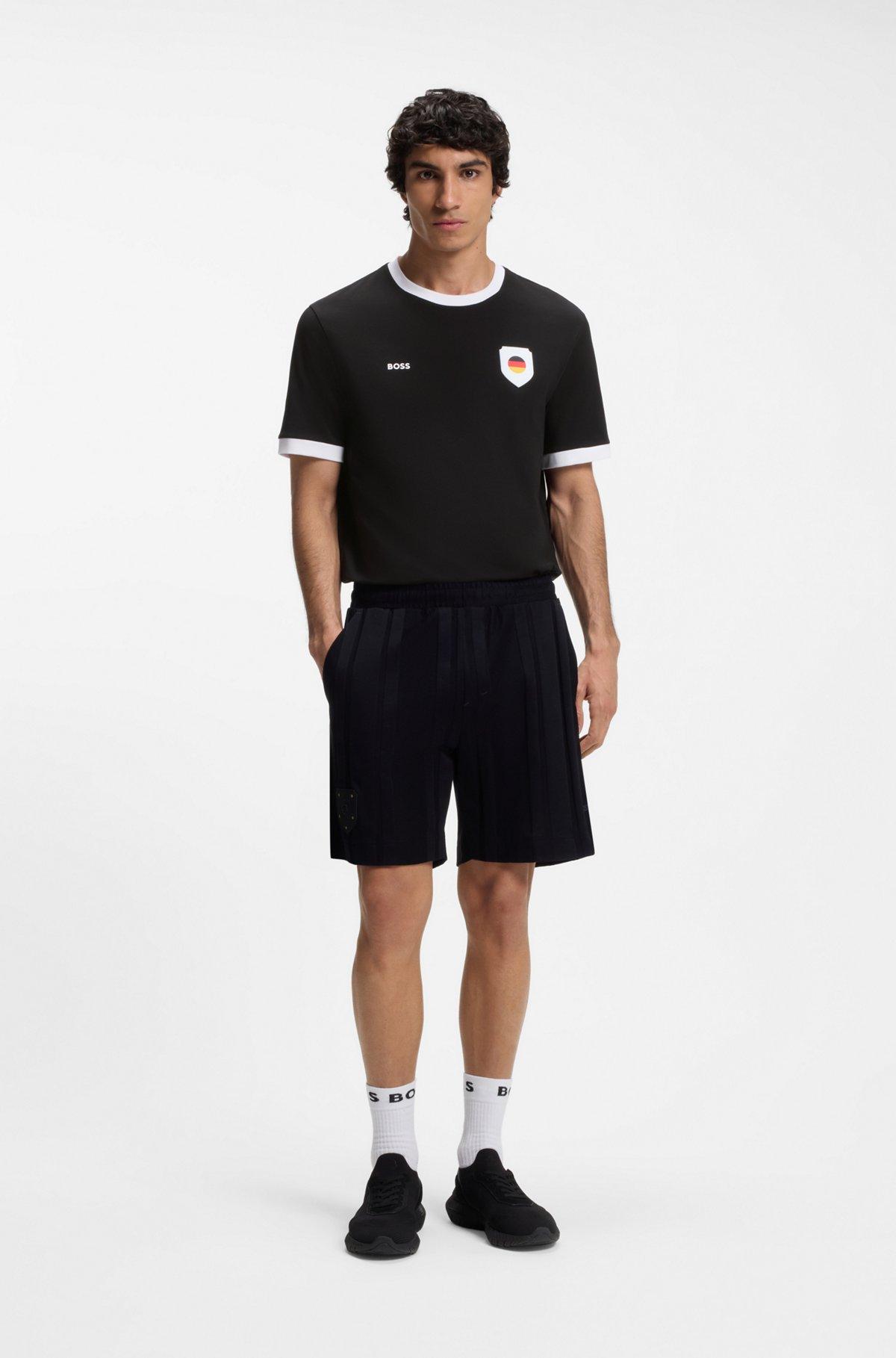 Stretch-cotton T-shirt with country flag and logo Product Image