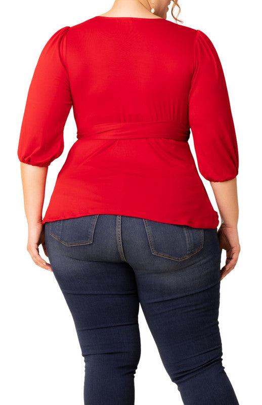 Nina 3/4 Sleeve Wrap Top - Plus Product Image
