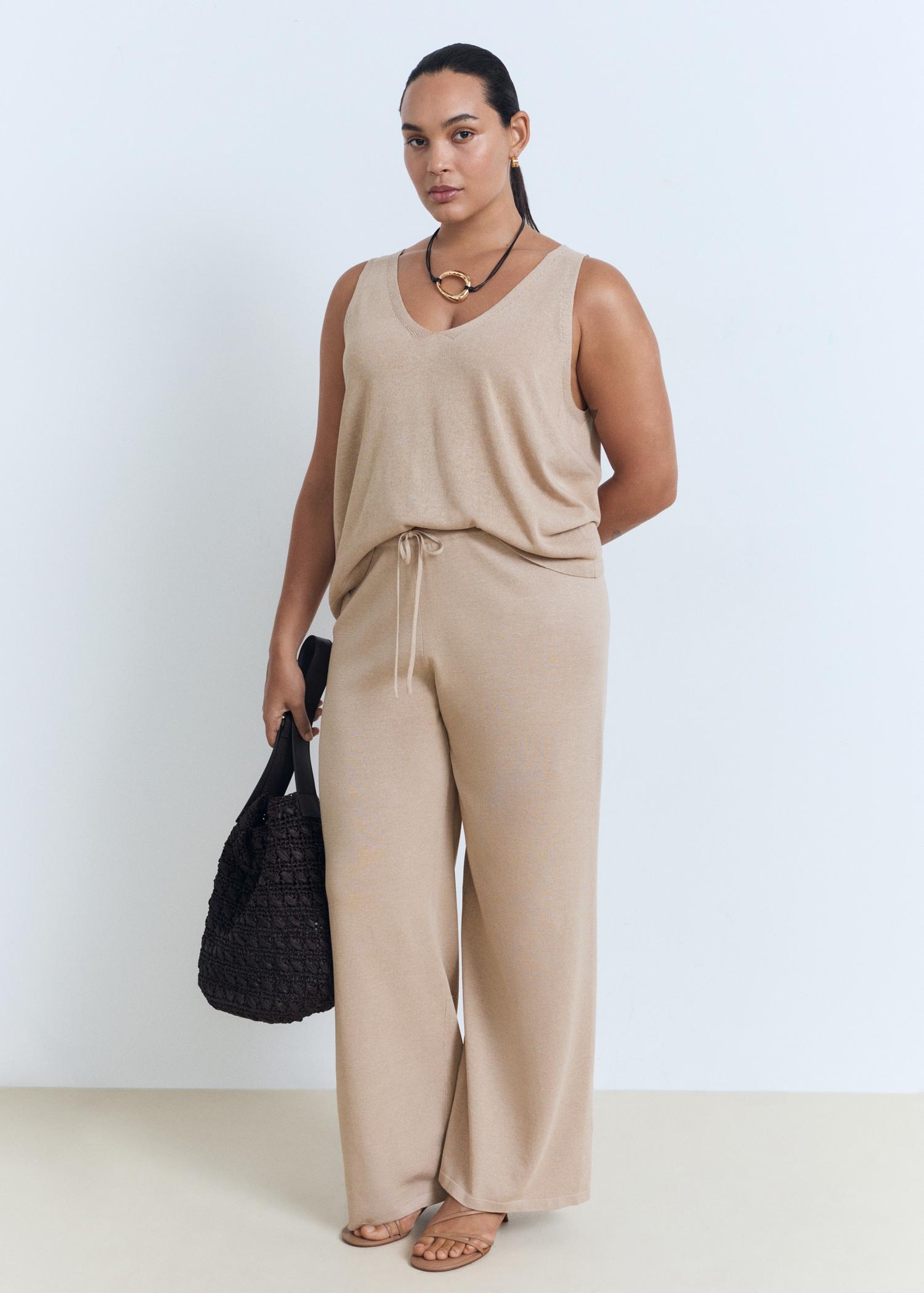 Straight knitted pants - Women | MANGO USA Product Image