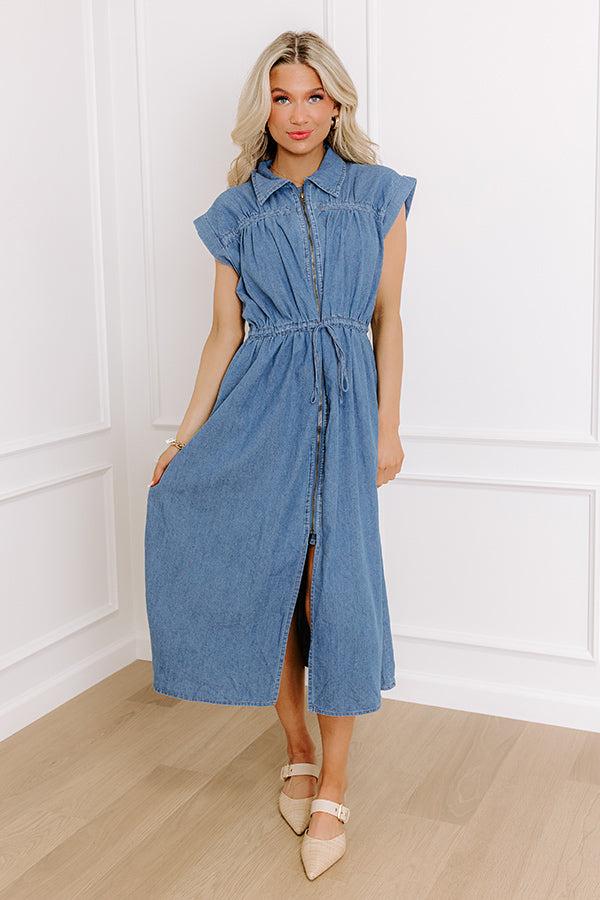 Honeysuckle Dreams Chambray Midi Dress Product Image