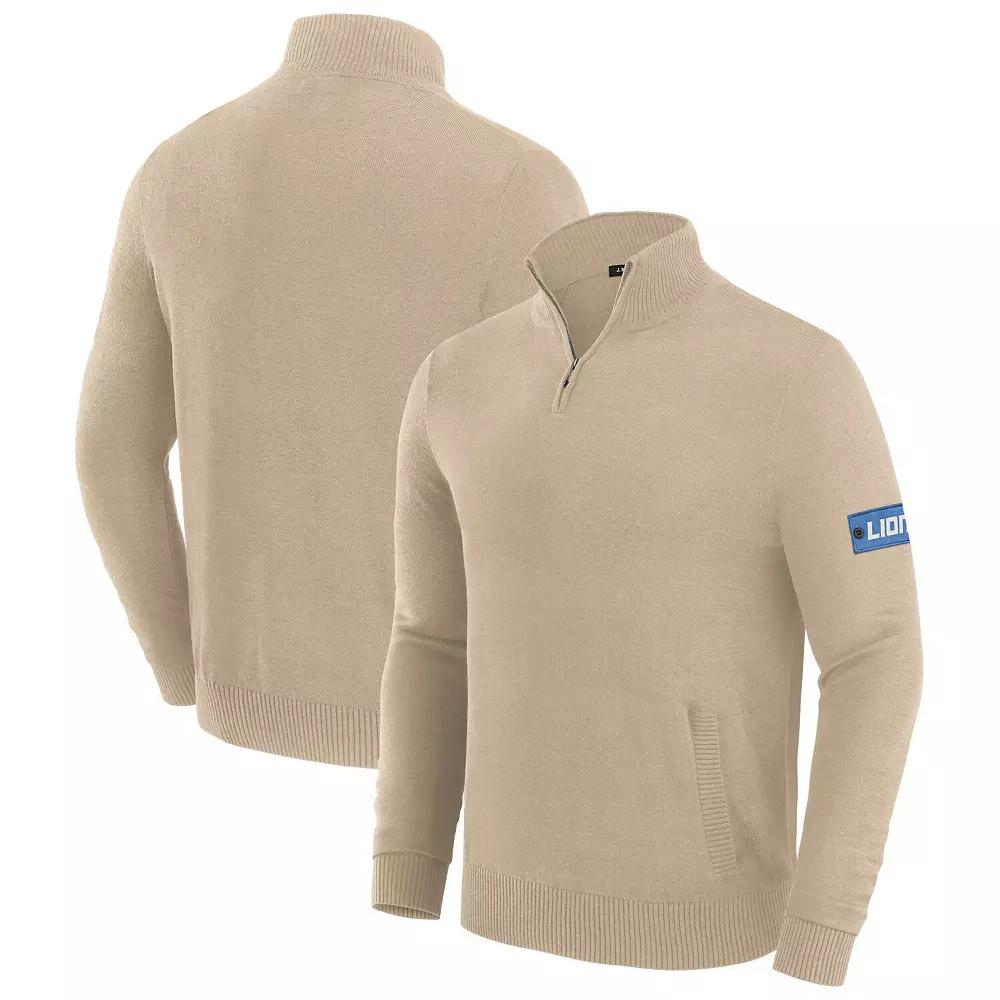 Men's J. Palmer Cream Detroit Lions Franchise Quarter-Zip Sweater,  Product Image
