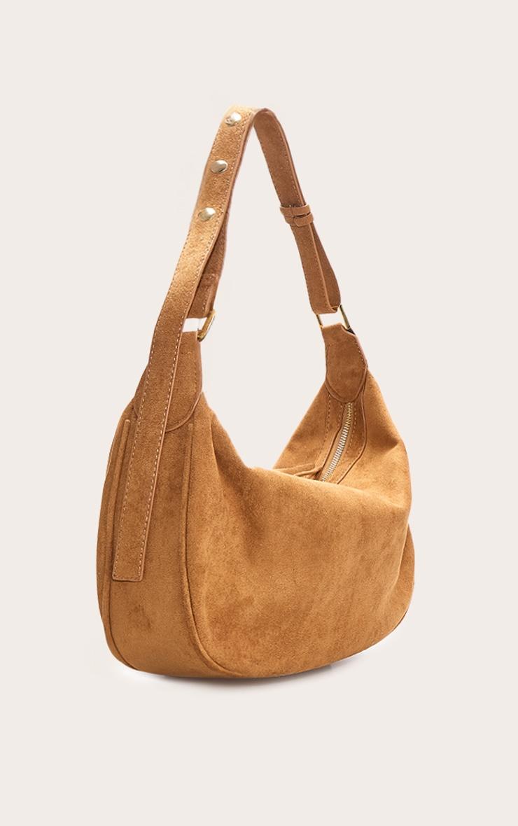 Tan Suede Oversized Slouchy Shoulder Bag Product Image