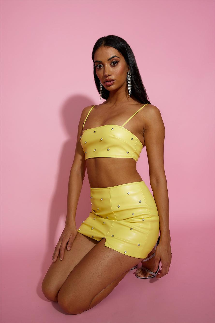 Luxe Sparkle Crop Top Yellow Product Image