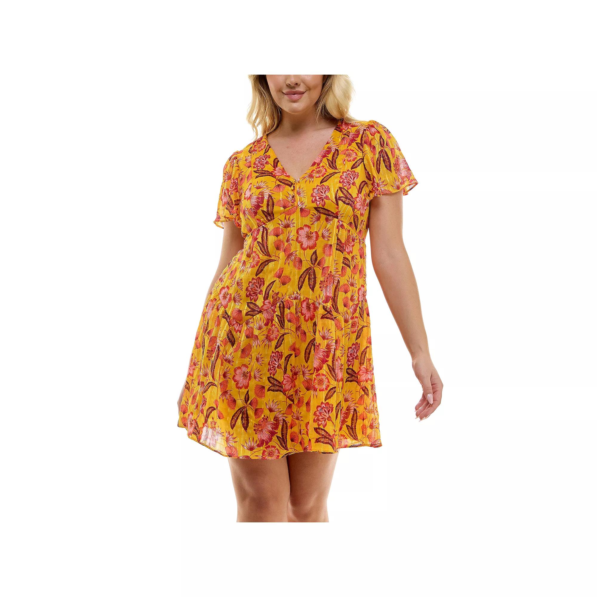 Plus Size Taylor Chiffon Check Dress, Women's, Size: 20 - Regular, Harvest Gold Product Image