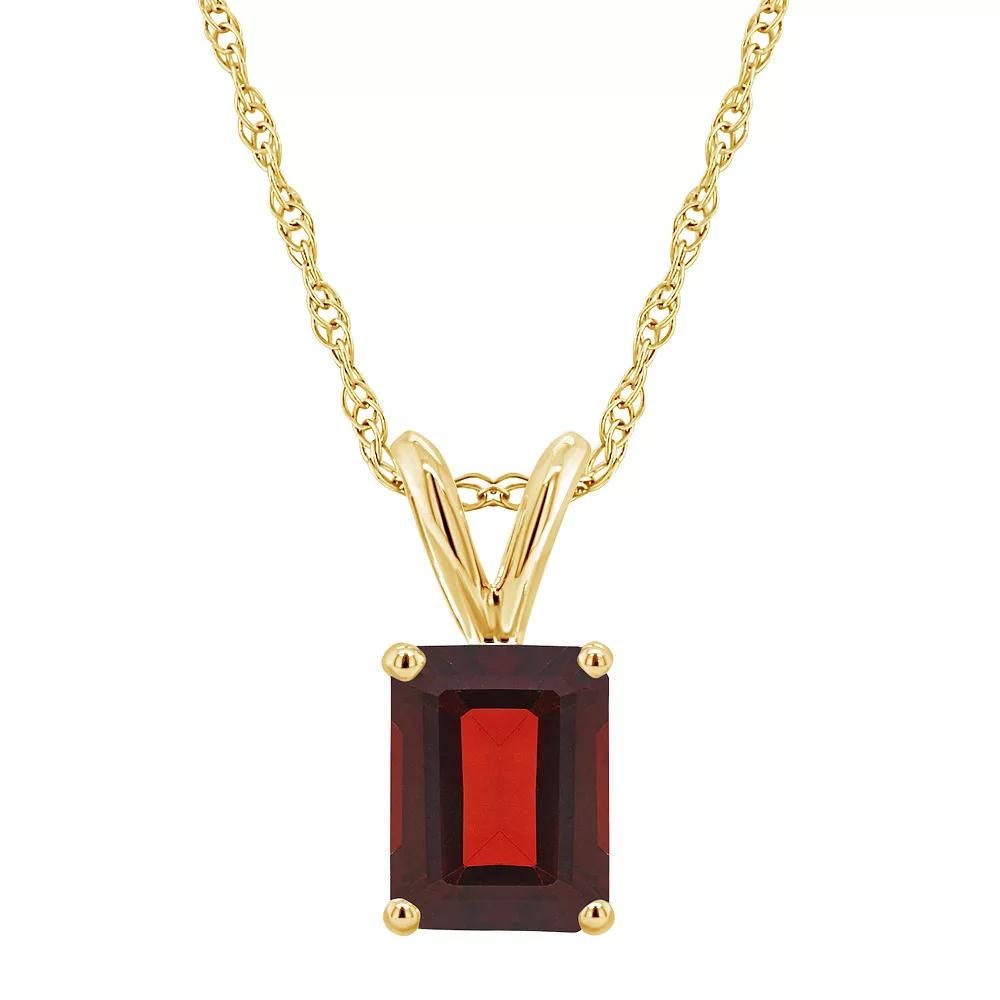 Celebration Gems 14k Gold Emerald Cut Garnet Pendant Necklace, Women's, Size: 18" Product Image