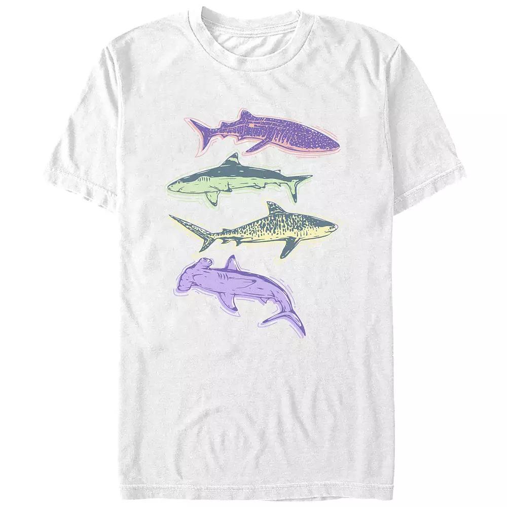 Men's Colorful Sharks Graphic Tee,  Product Image
