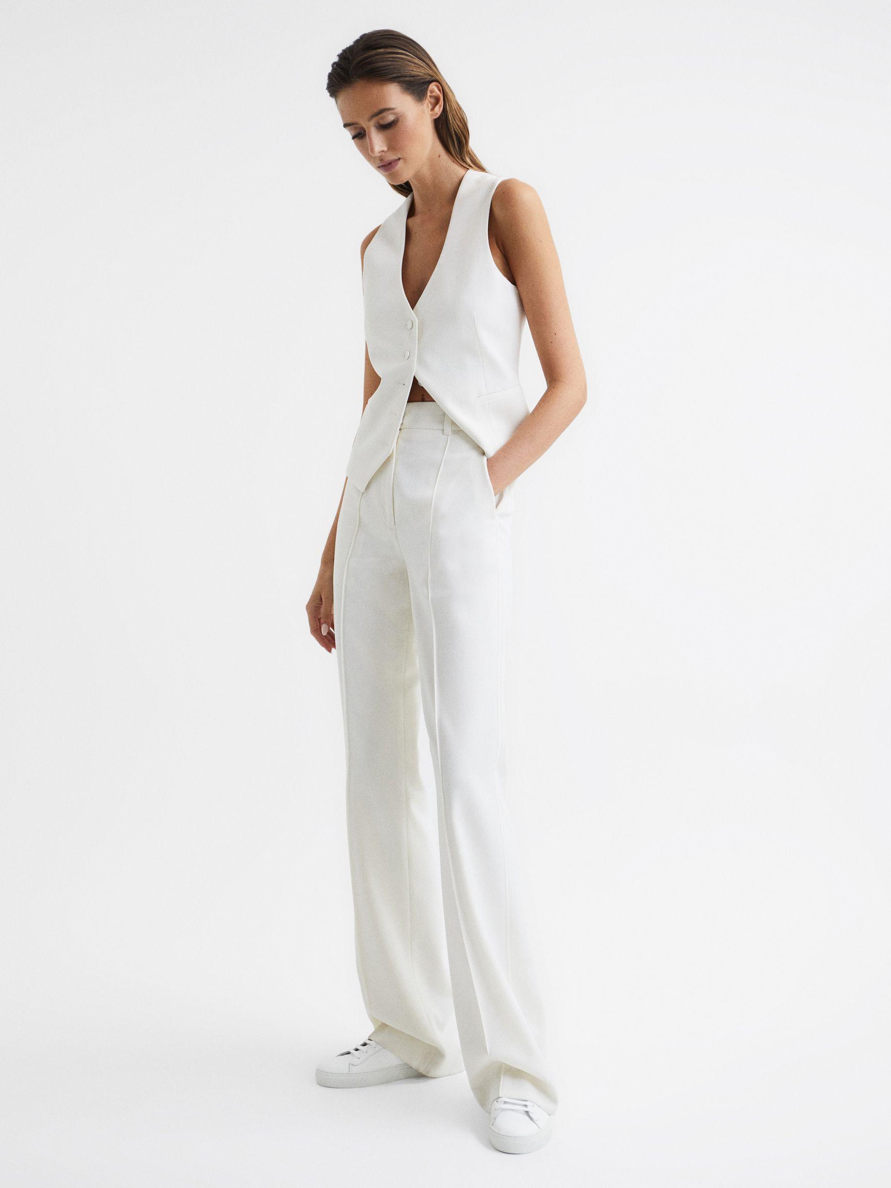 Lace Up Leather Trainers in White Product Image