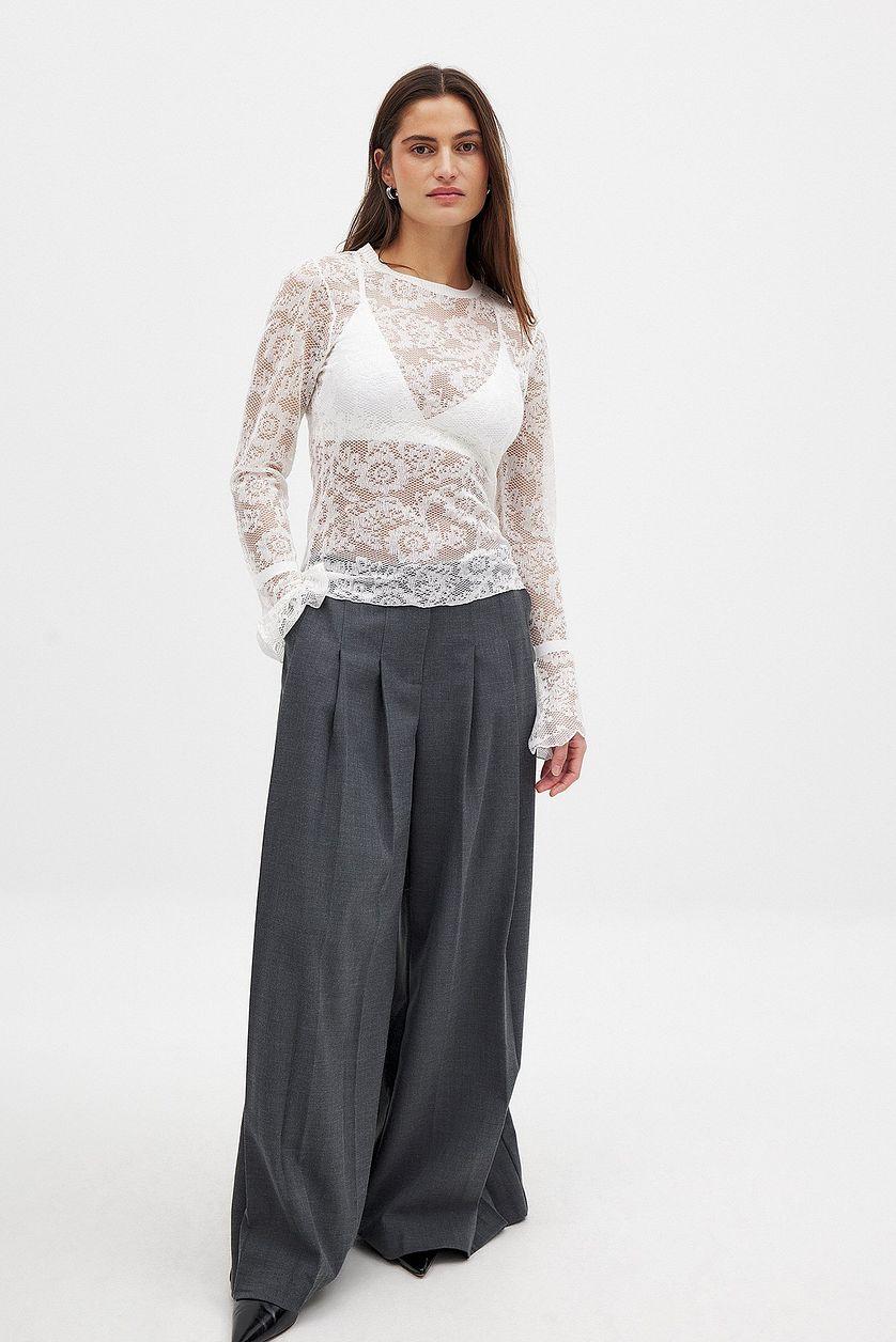 Lace Knitted Round Neck Top Product Image