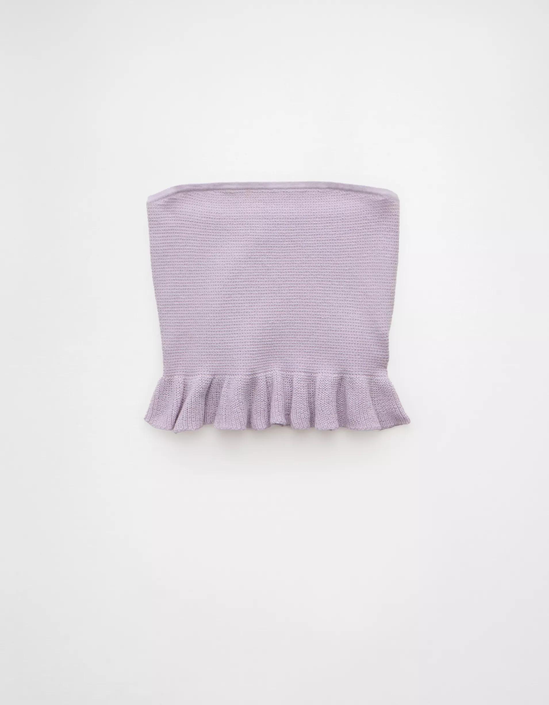 AE Cropped Peplum Sweater Tube Top Product Image