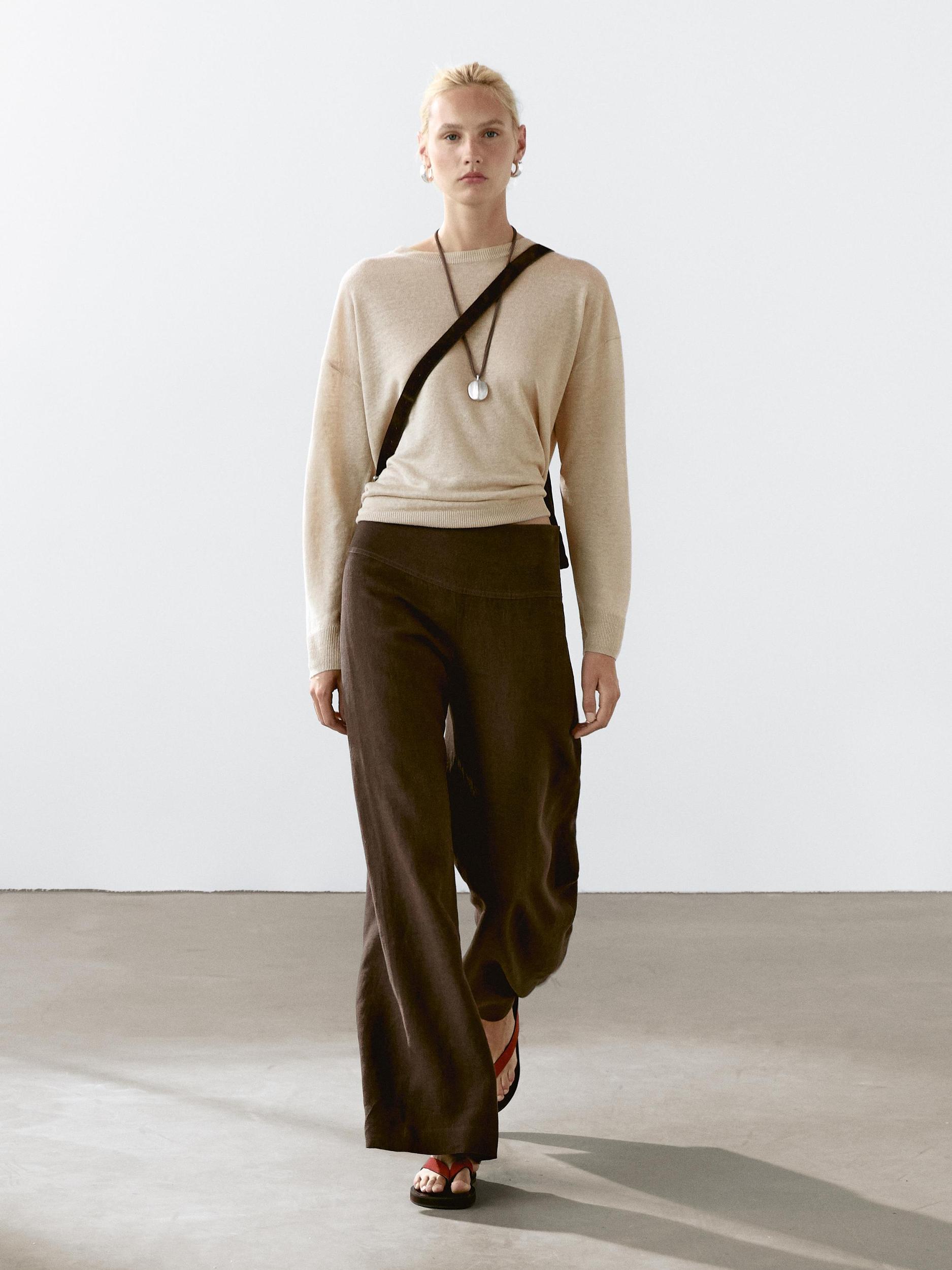 100% linen oversize knit sweater Product Image