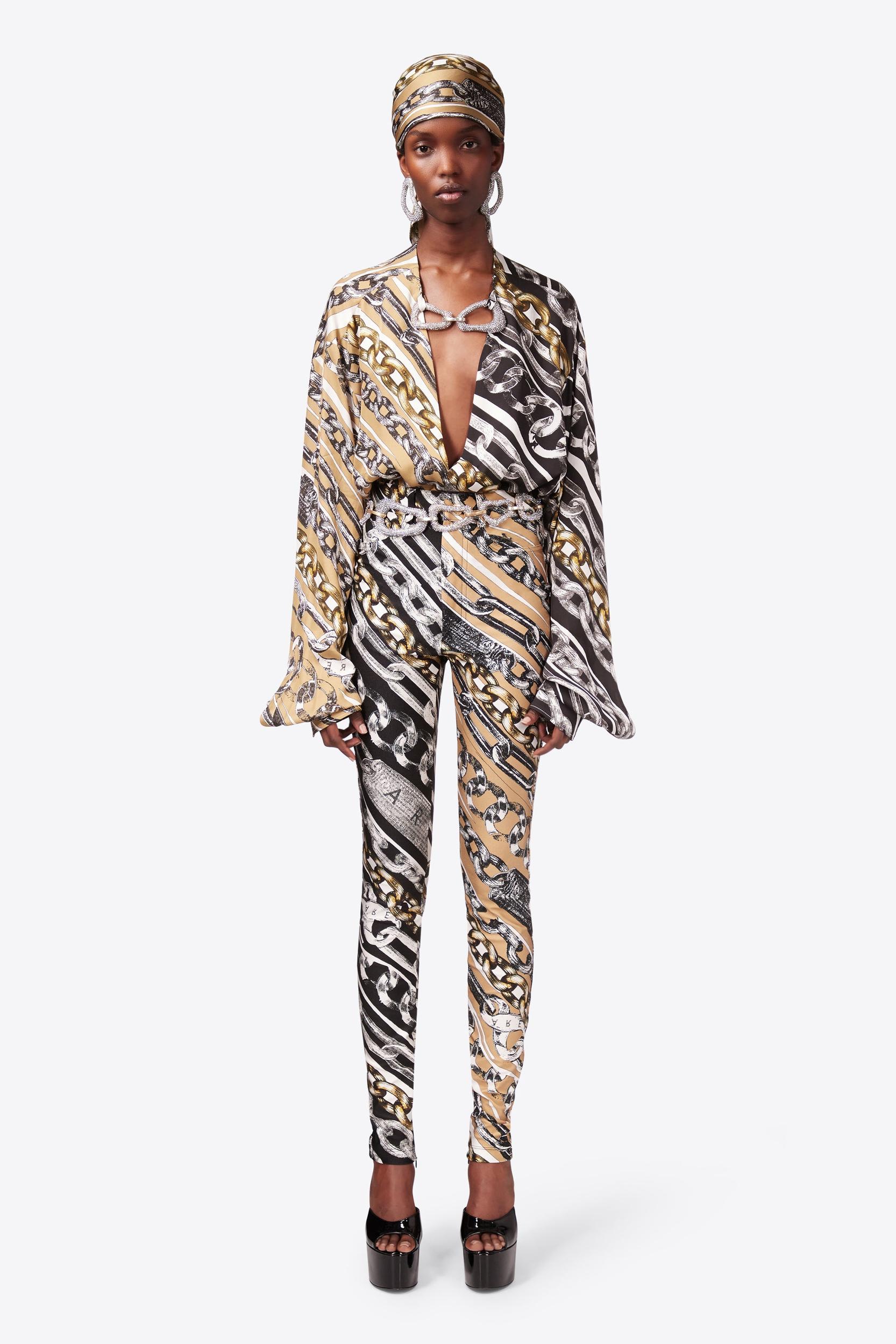 Chain Printed Crystal Link Blouse Product Image