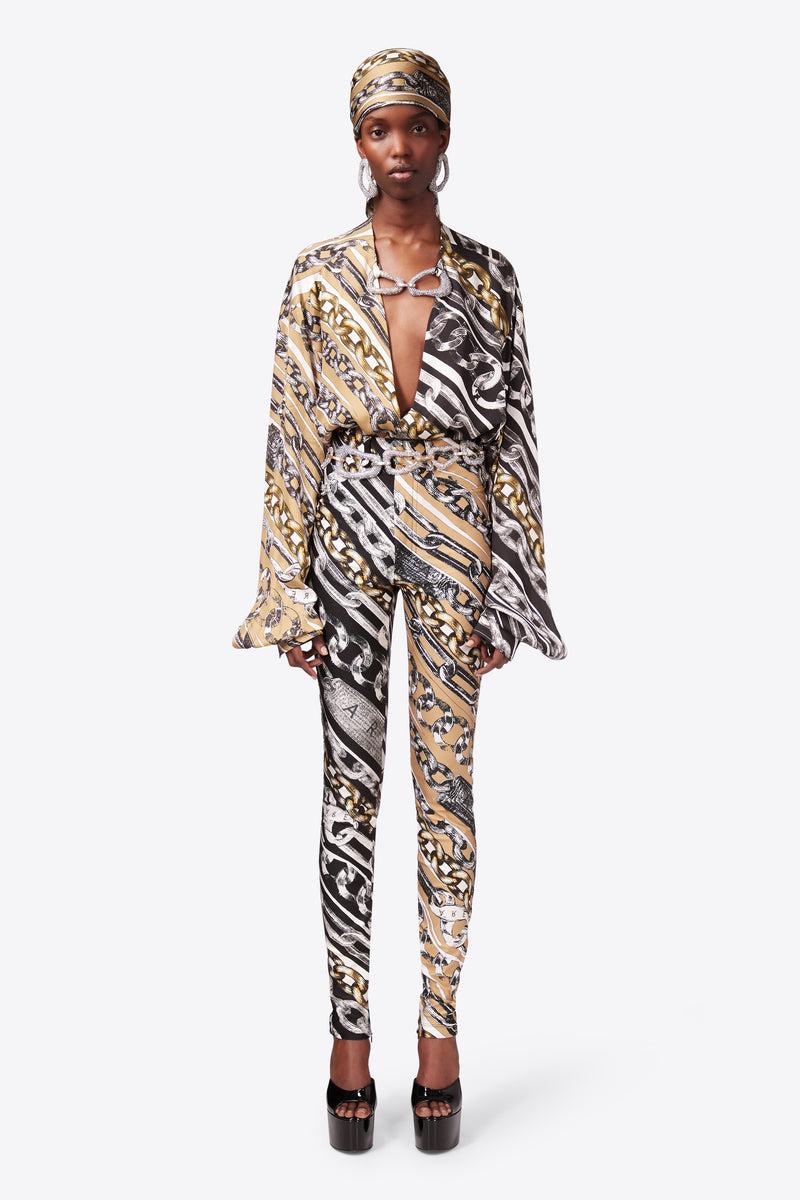 Chain Printed Crystal Link Blouse Product Image