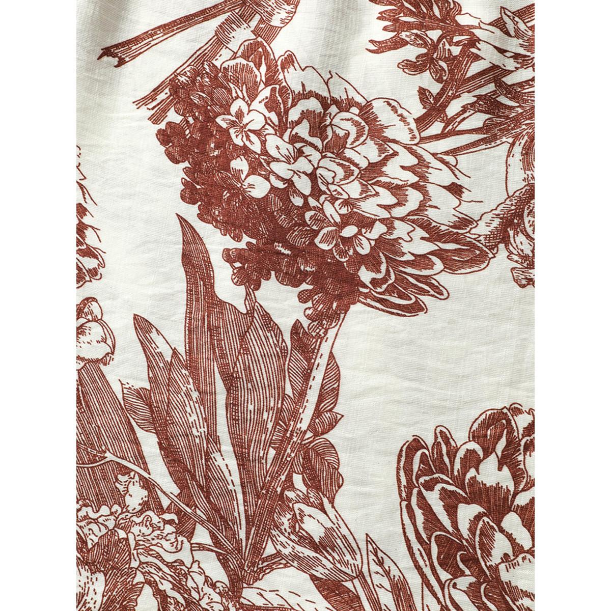 Plus Size Beige Silhouette Flower Flared Tunic Top Women Timeless Elbow-length sleeve Notched collar Elegant Blouses BloomChic 14-16/1X Product Image