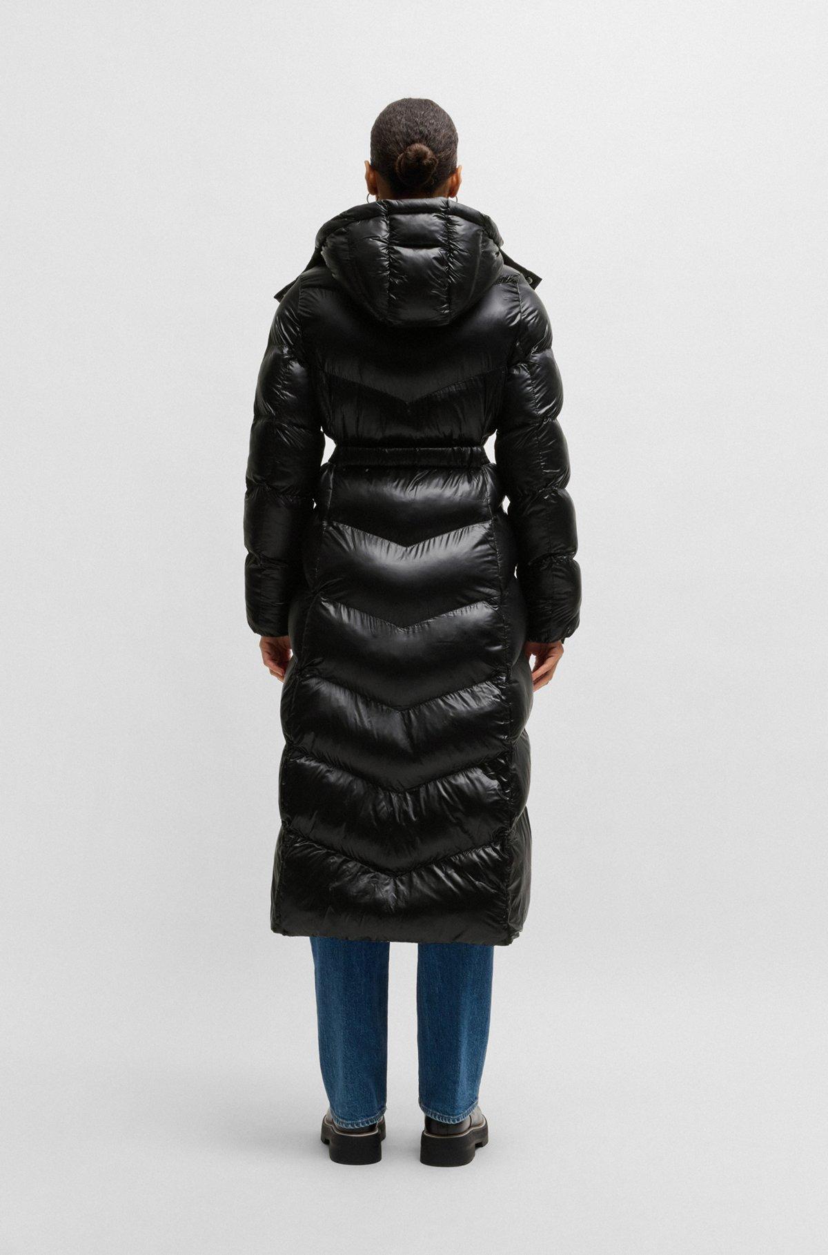 BOSS - Water-repellent puffer jacket with logo belt - Black Product Image