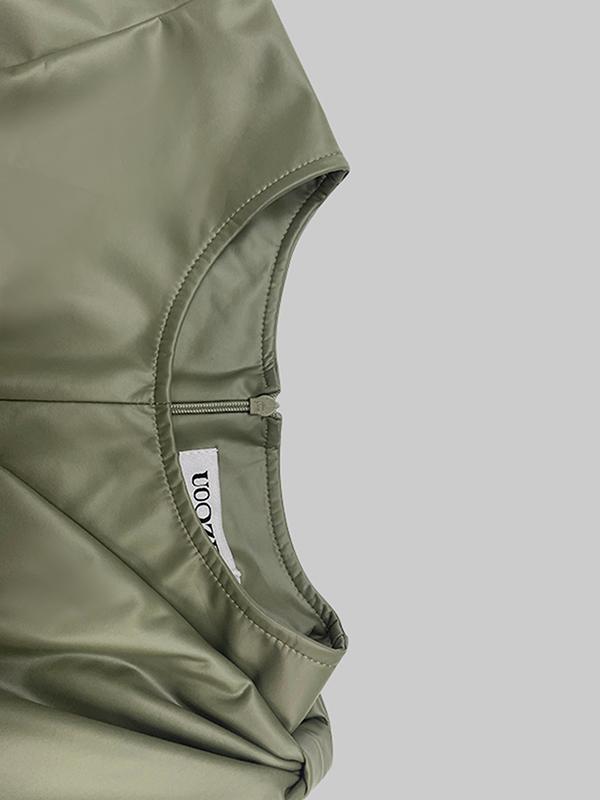 Long Sleeves Solid Color Split-Joint Round-Neck Inner Shirts + A-Line Bowknot Midi Dresses Two Pieces Set Product Image