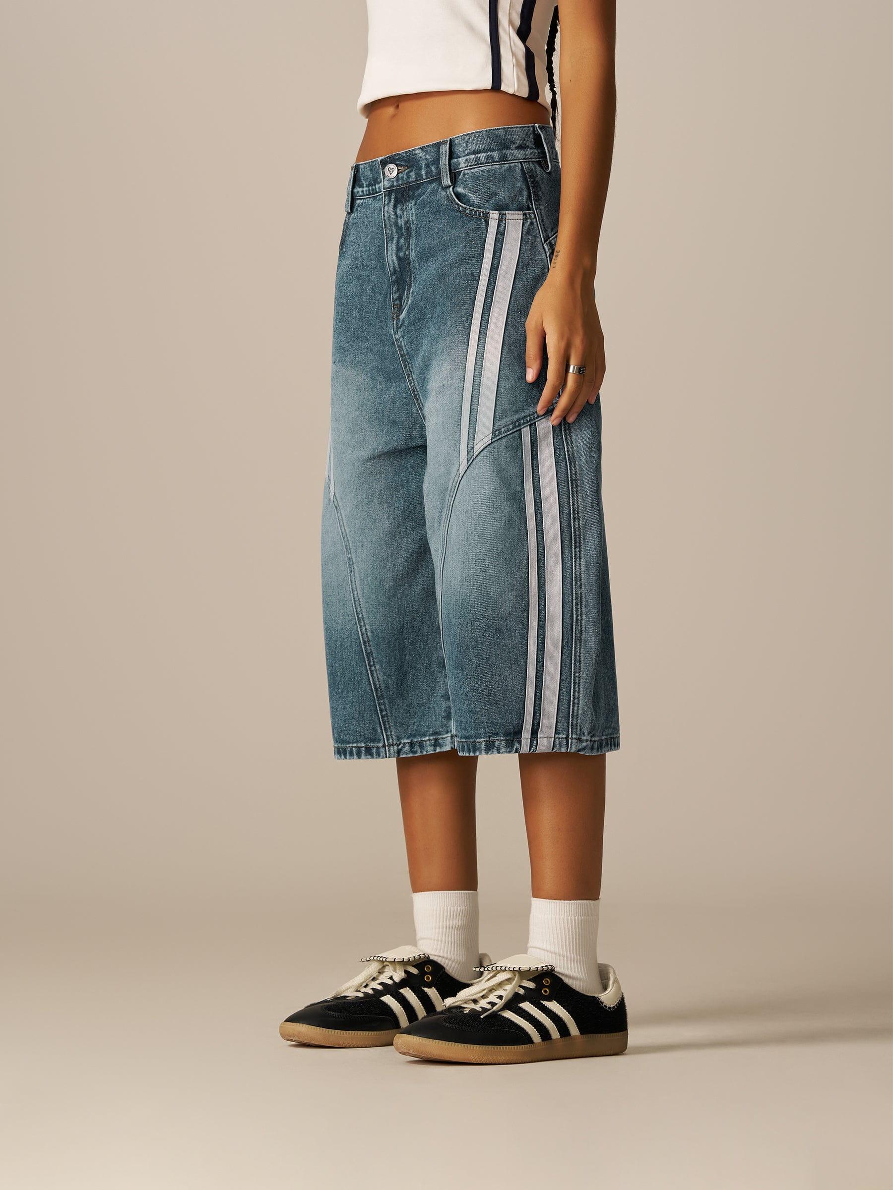Aelfric Eden Stripe Deconstruction Barrel Longline Jorts Product Image