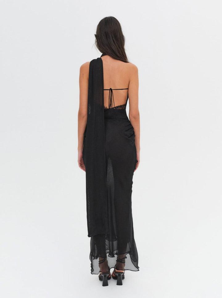 Angela Chiffon Maxi Dress — Black Product Image